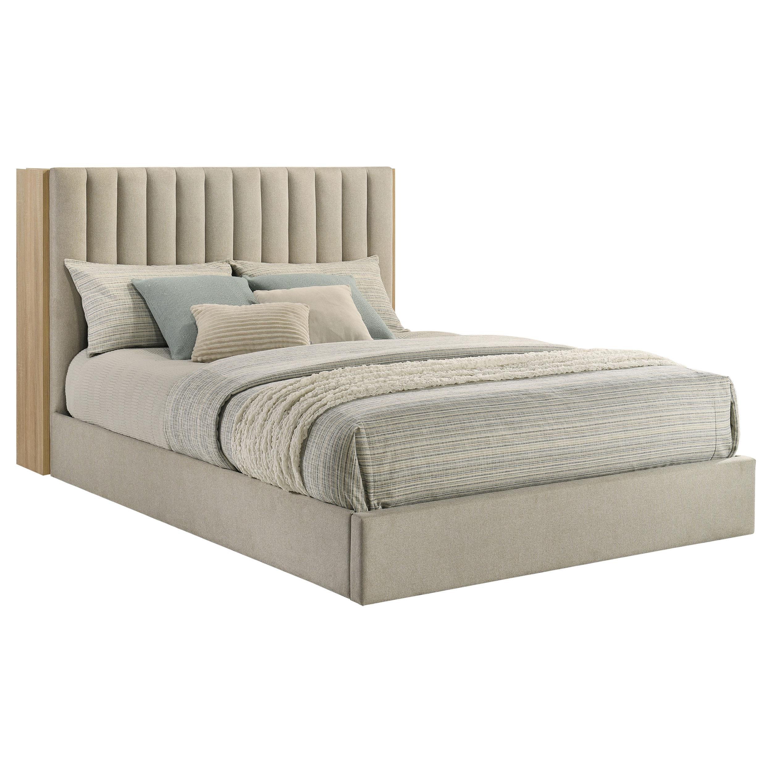 Arielle Eastern King Bookcase Panel Storage Bed Light Oak - Image 3