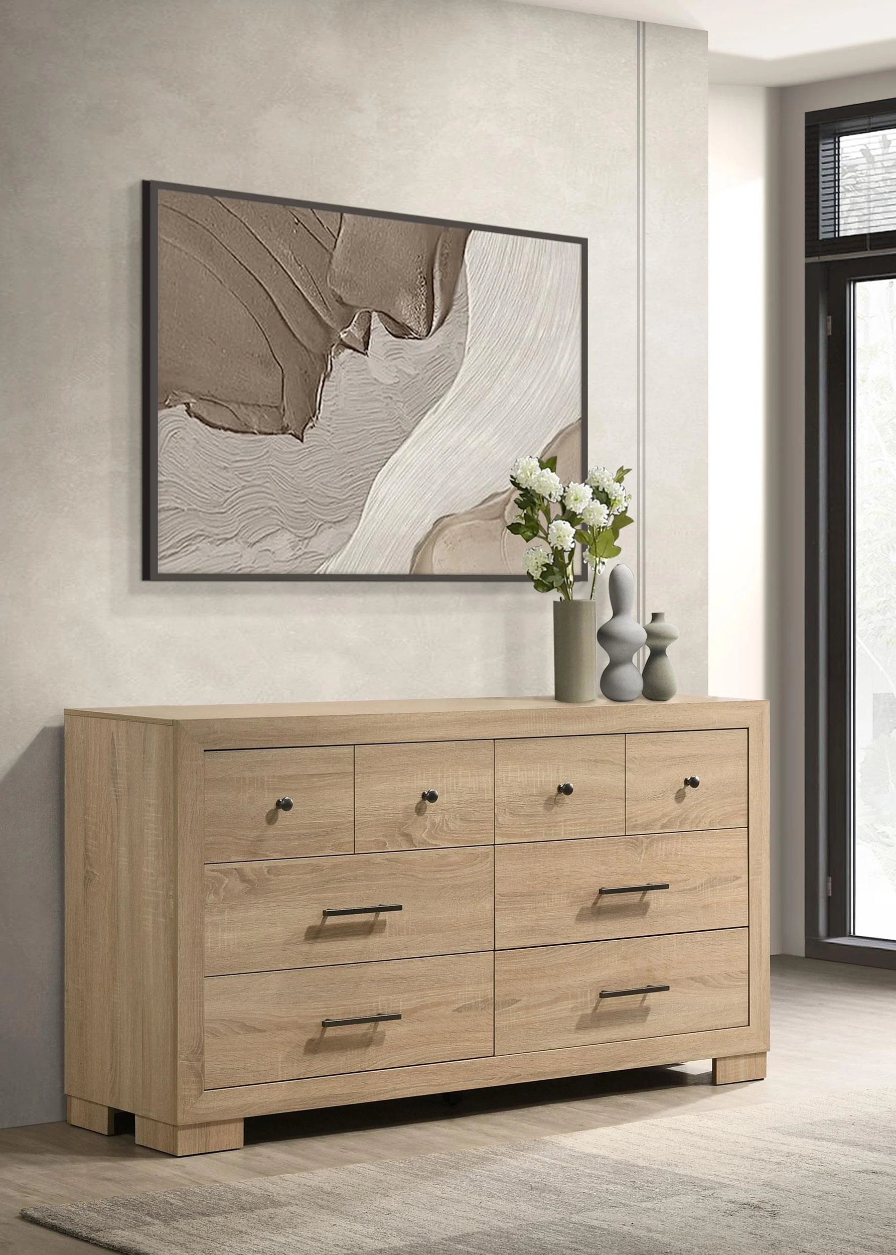 Arielle 6-drawer Bedroom Dresser Cabinet Light Oak - Image 2
