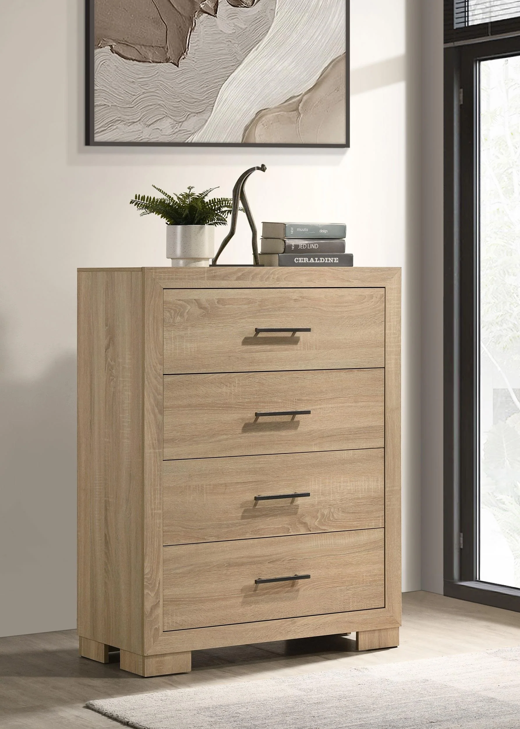 Arielle 4-drawer Bedroom Chest of Drawers Light Oak - Image 2