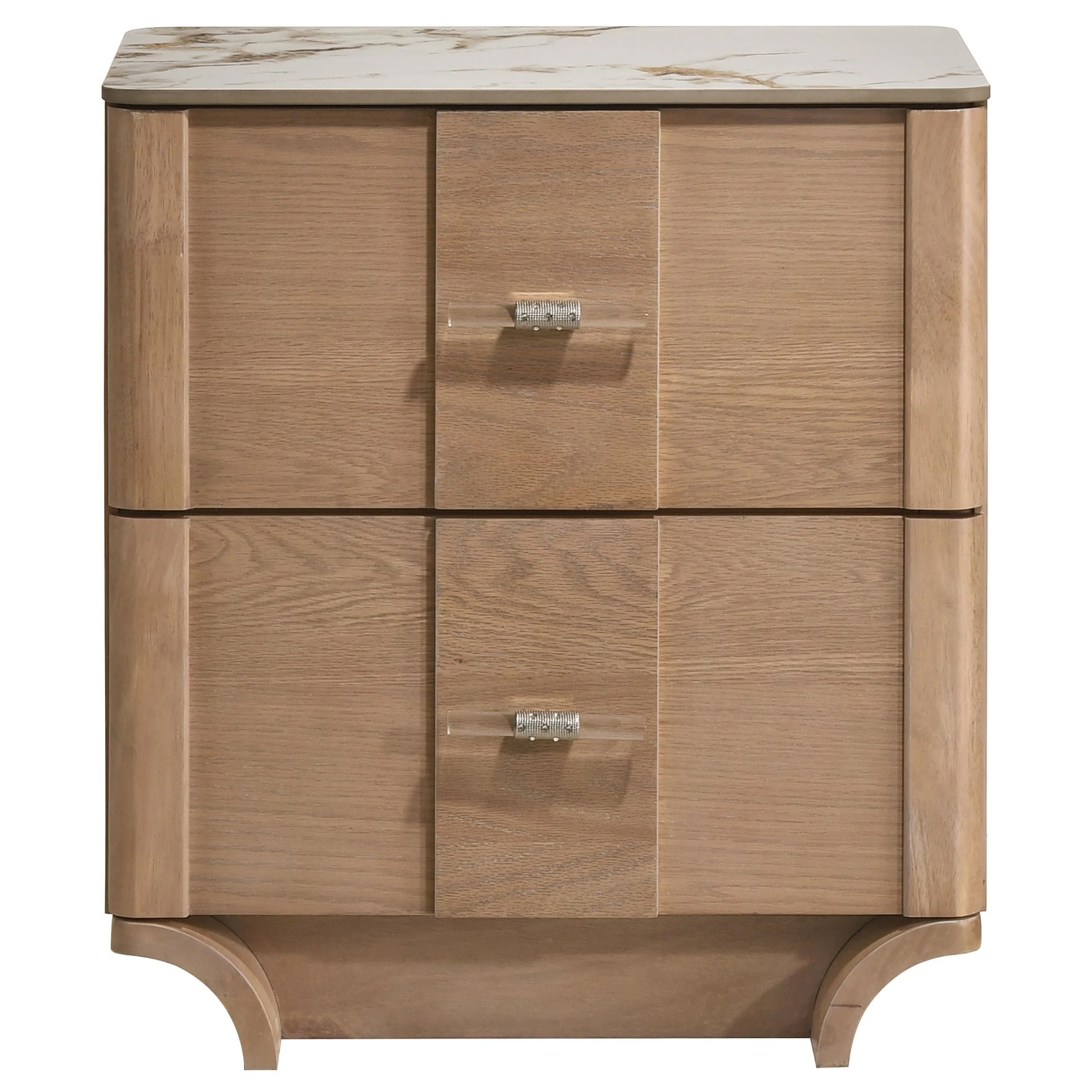 Leanne 2-drawer Sinter Stone Top Nightstand Light Oak - Image 2