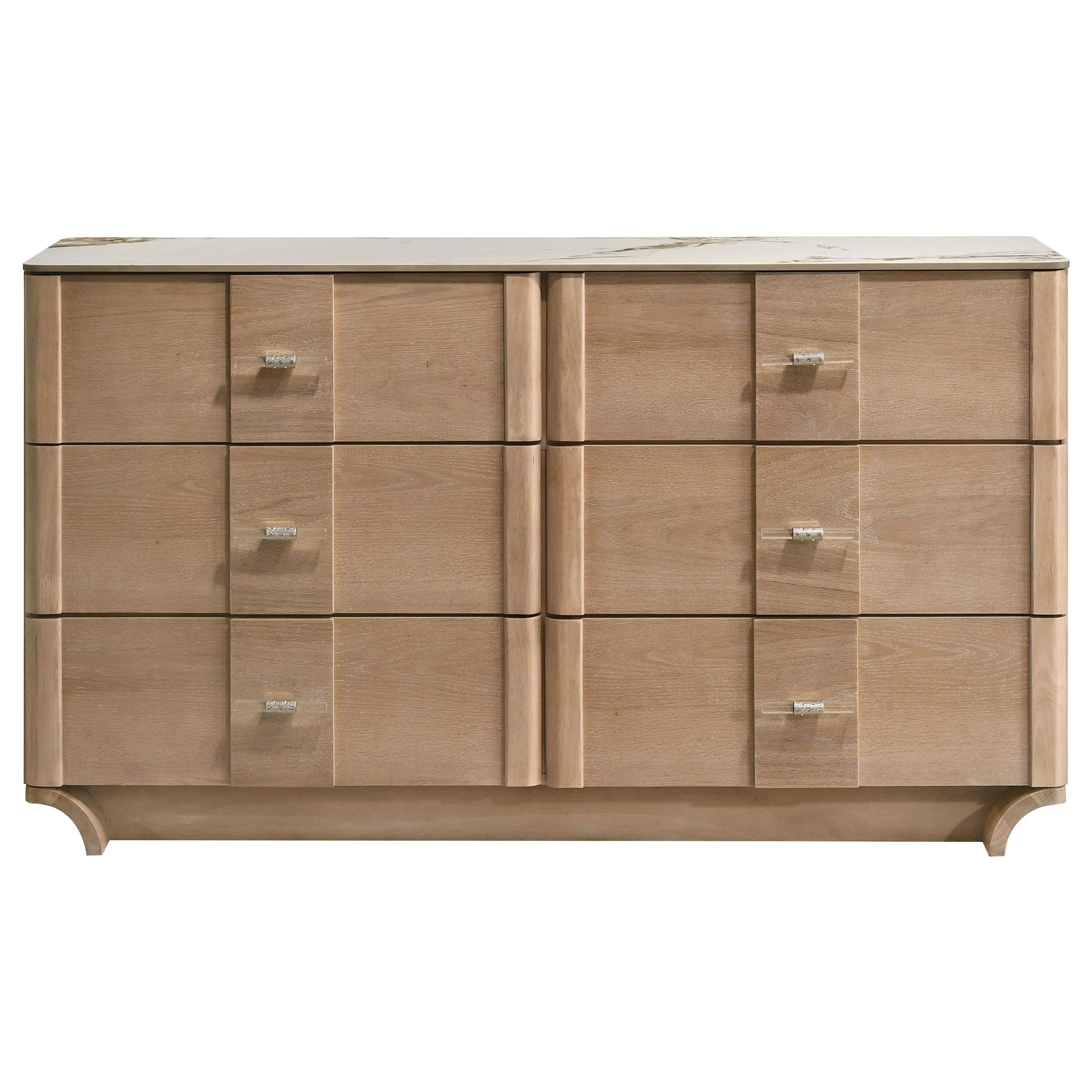 Leanne 6-drawer Sinter Stone Top Dresser Cabinet Light Oak - Image 2