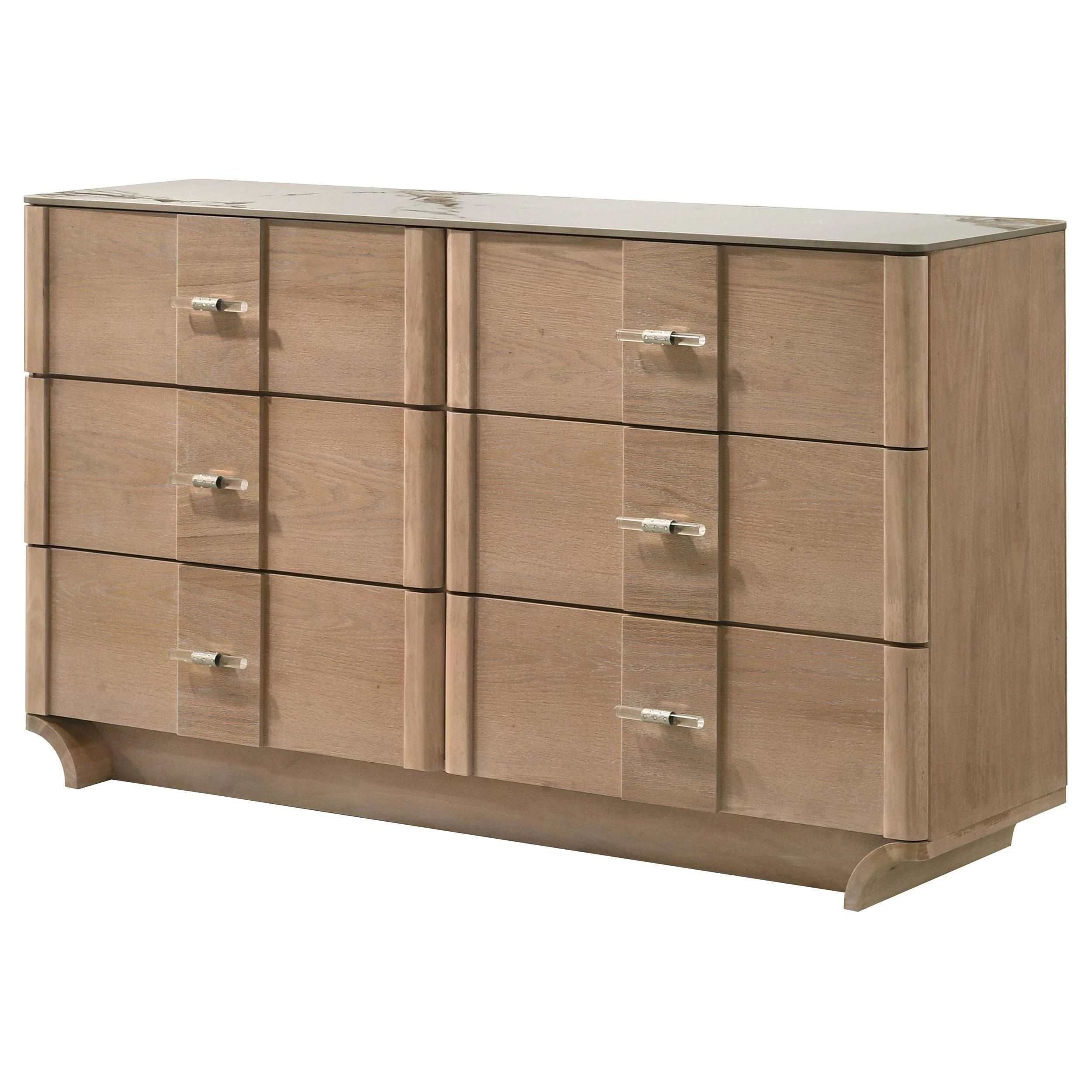 Leanne 6-drawer Sinter Stone Top Dresser Cabinet Light Oak - Image 3