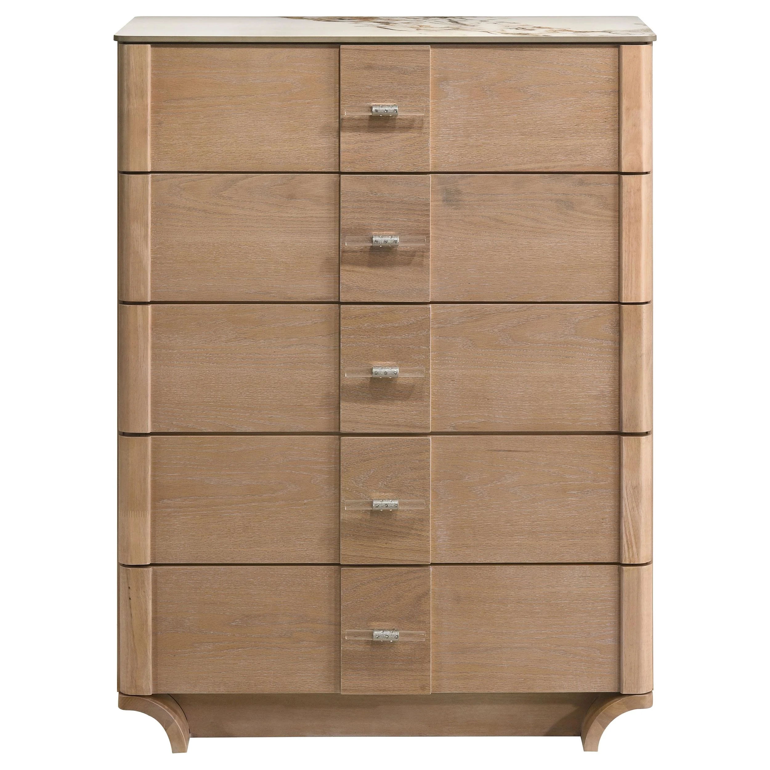 Leanne 5-drawer Sinter Stone Top Chest of Drawers Light Oak - Image 2