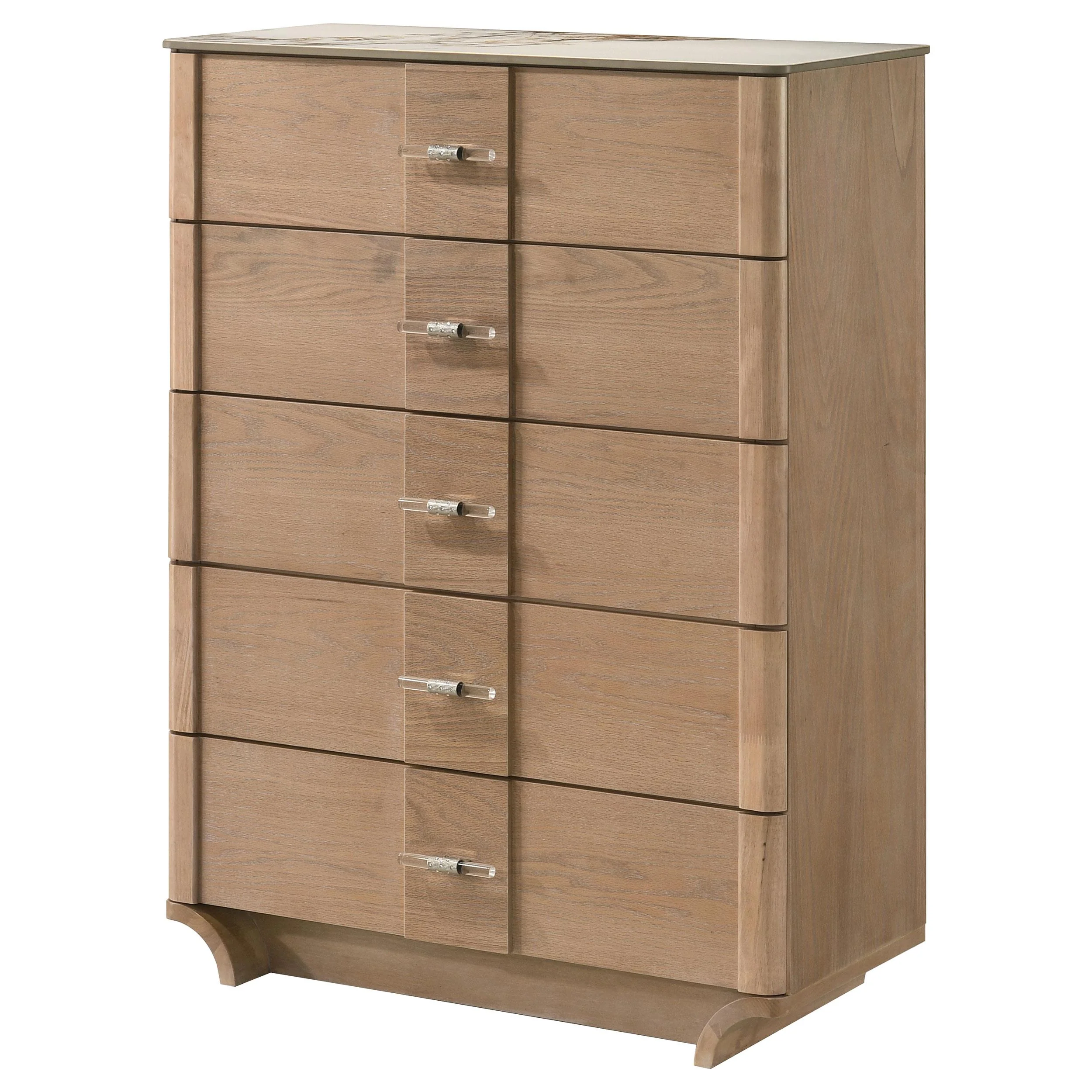 Leanne 5-drawer Sinter Stone Top Chest of Drawers Light Oak - Image 3