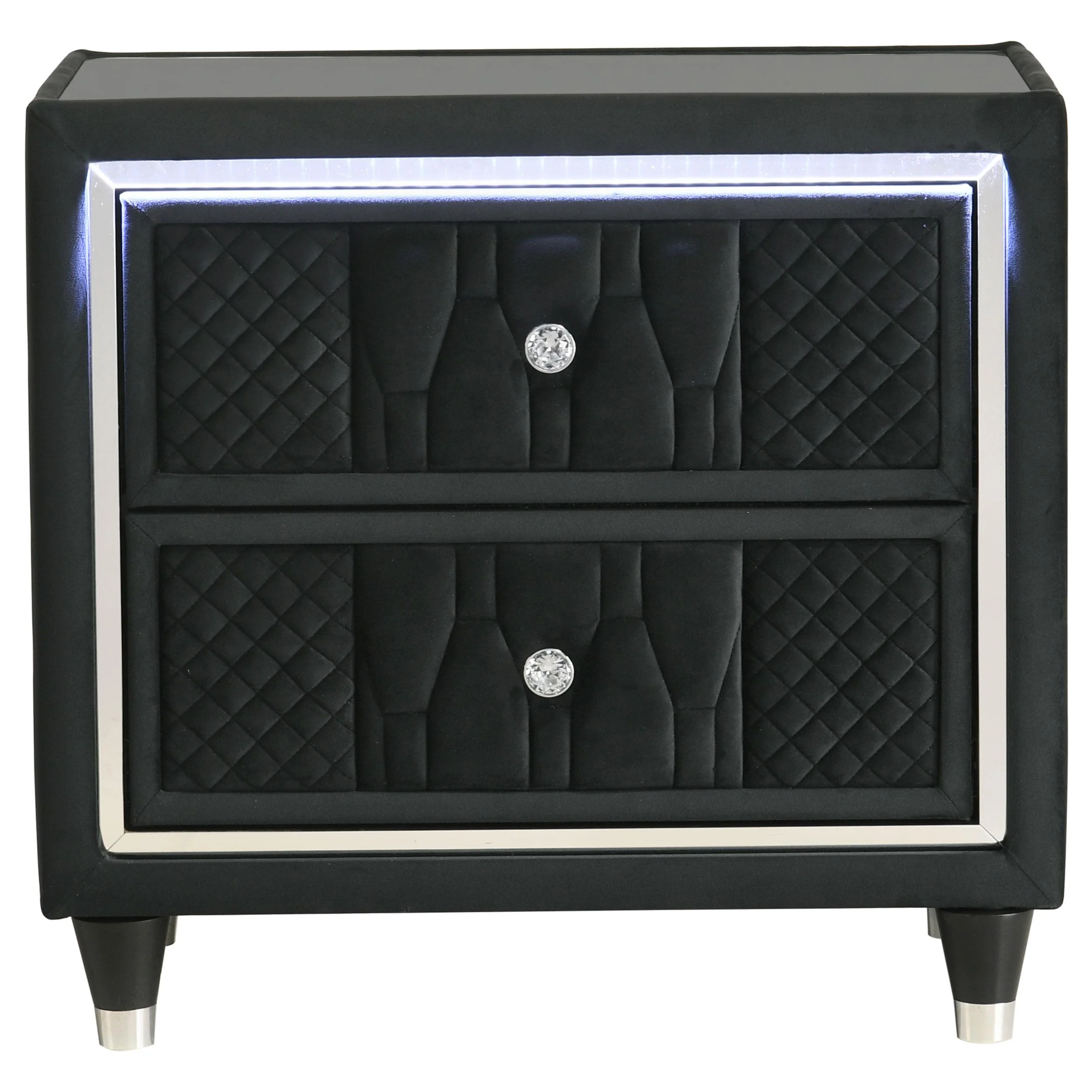 Lorient 2-drawer LED Nightstand with USB Black - Image 3