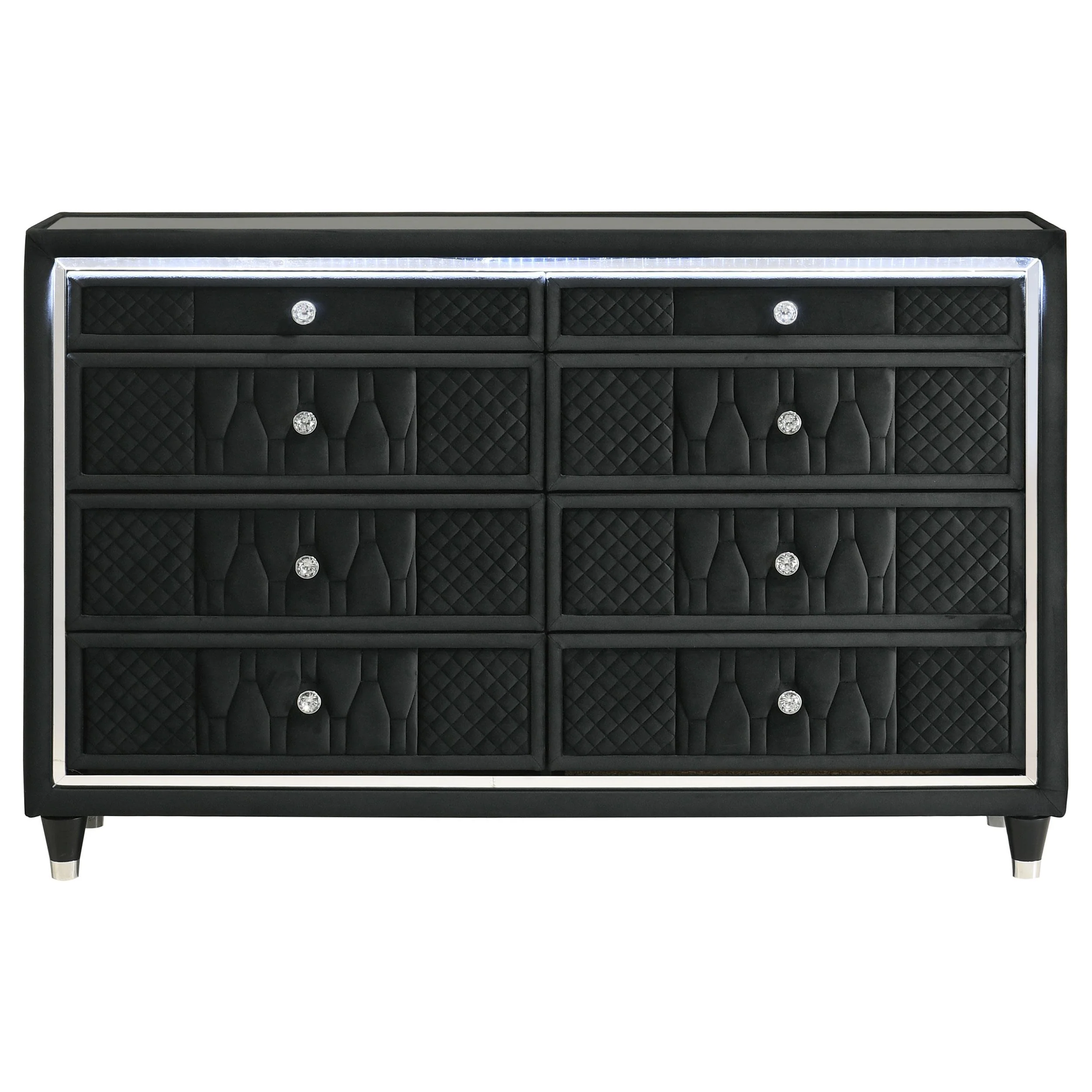 Lorient 8-drawer LED Bedroom Dresser Cabinet Black - Image 3