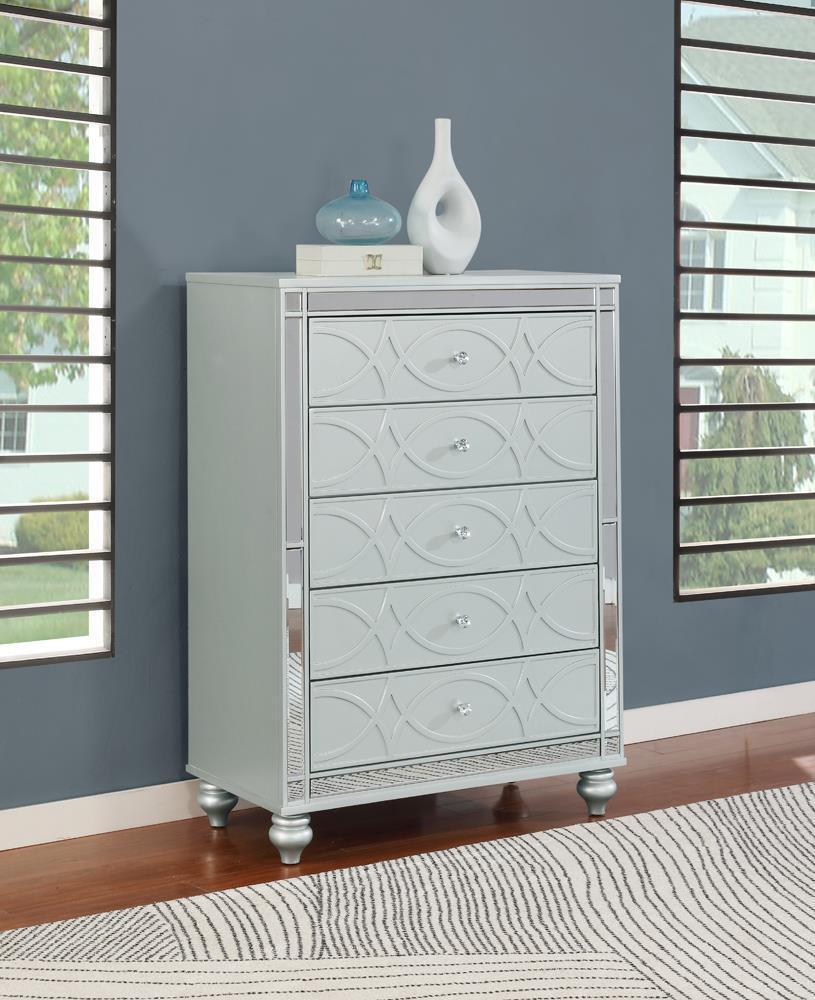 Gunnison 5 Drawer Chest Silver Metallic - Image 1