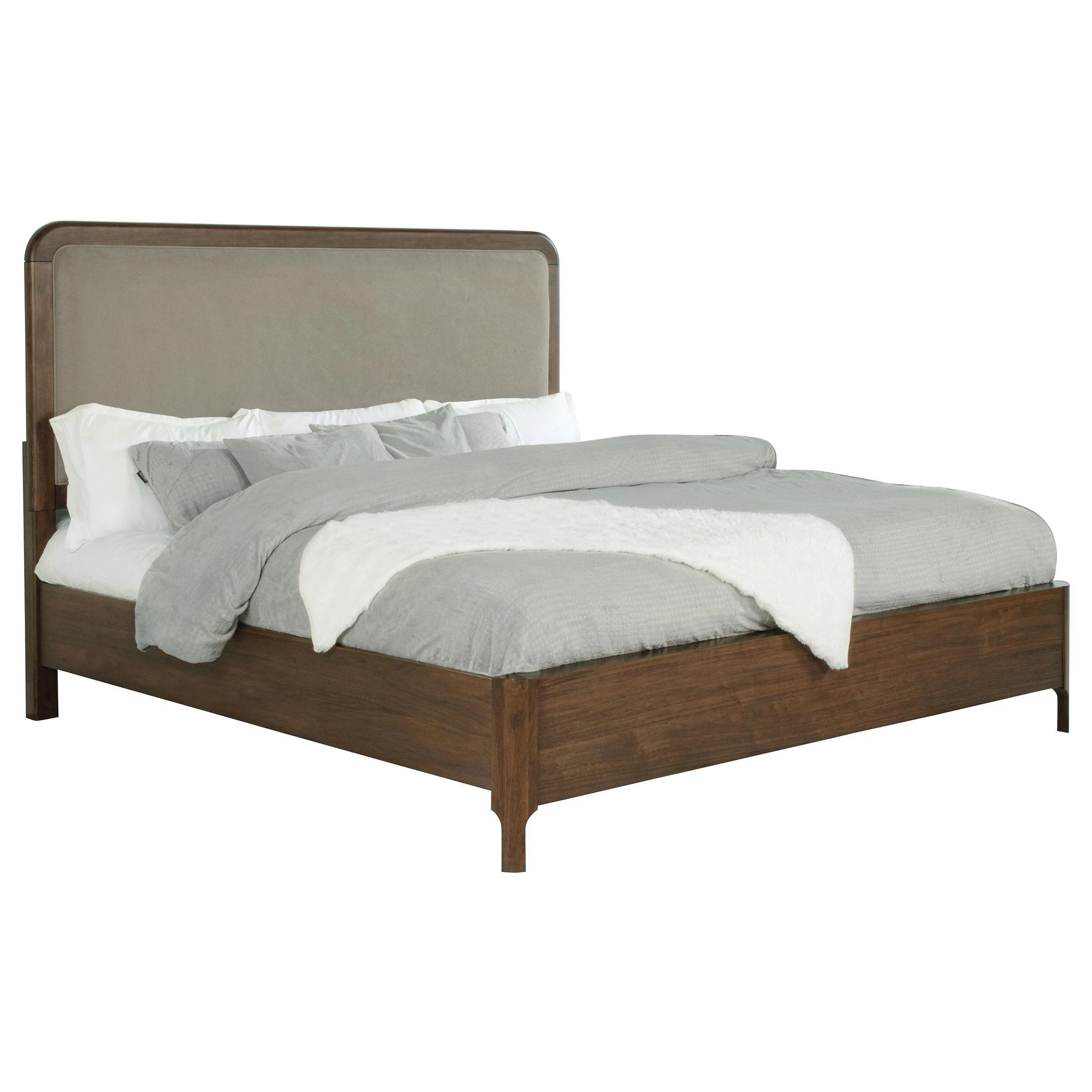 Maderia 57-inch Upholstered Queen Panel Bed Walnut - Image 3