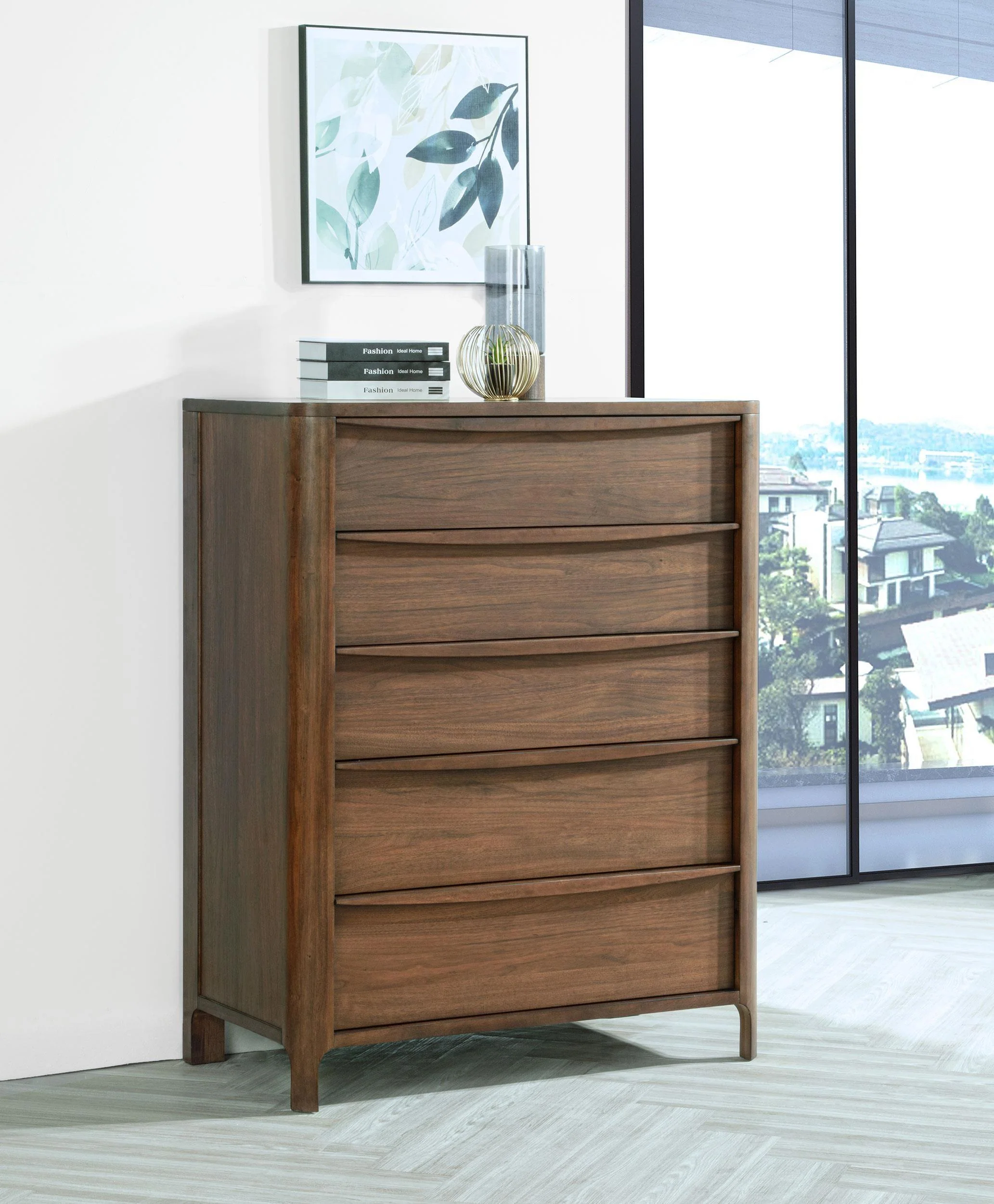 Maderia 5-drawer Chest of Drawers Walnut - Image 2