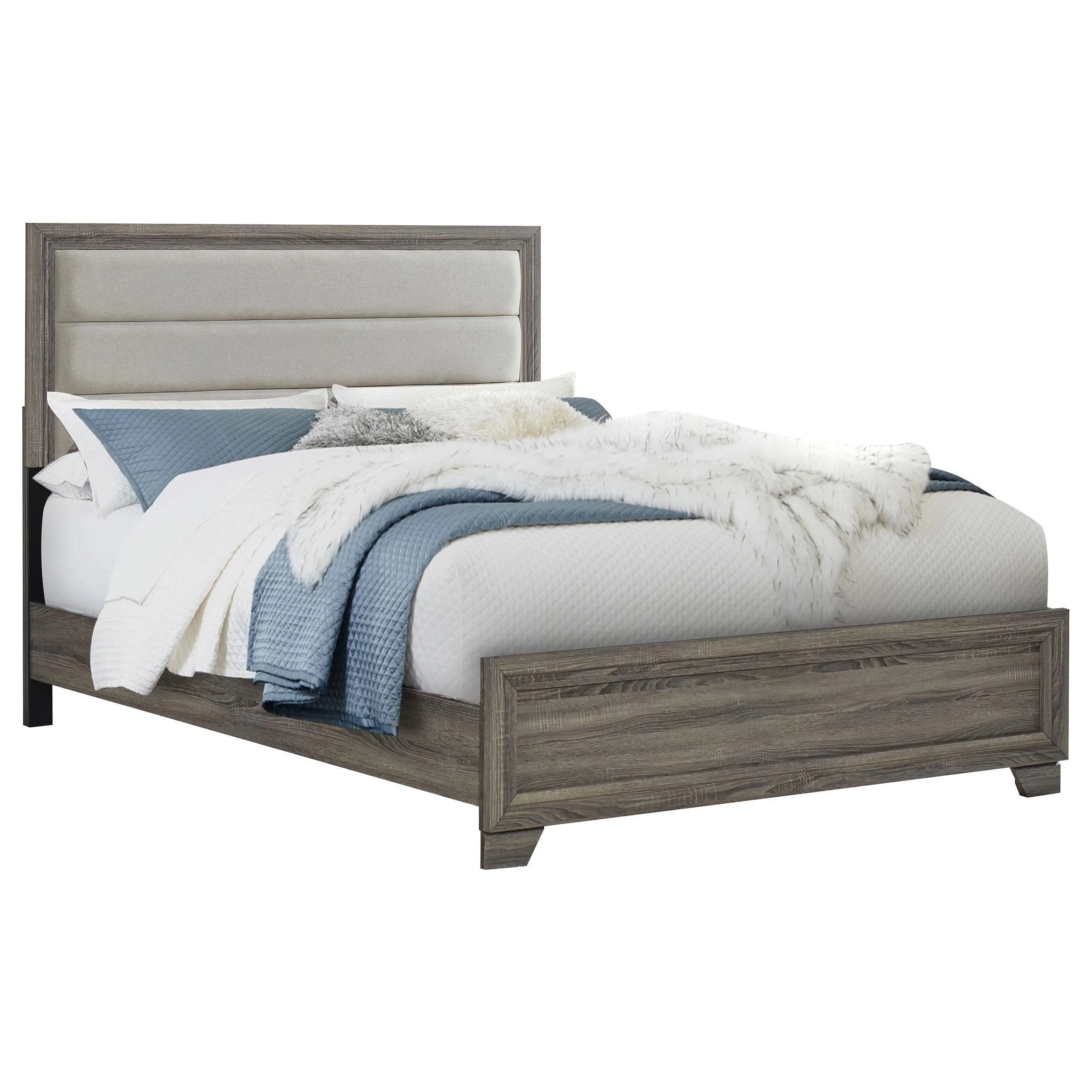 Wright 50-inch Upholstered Queen Bed Brown Oak - Image 3