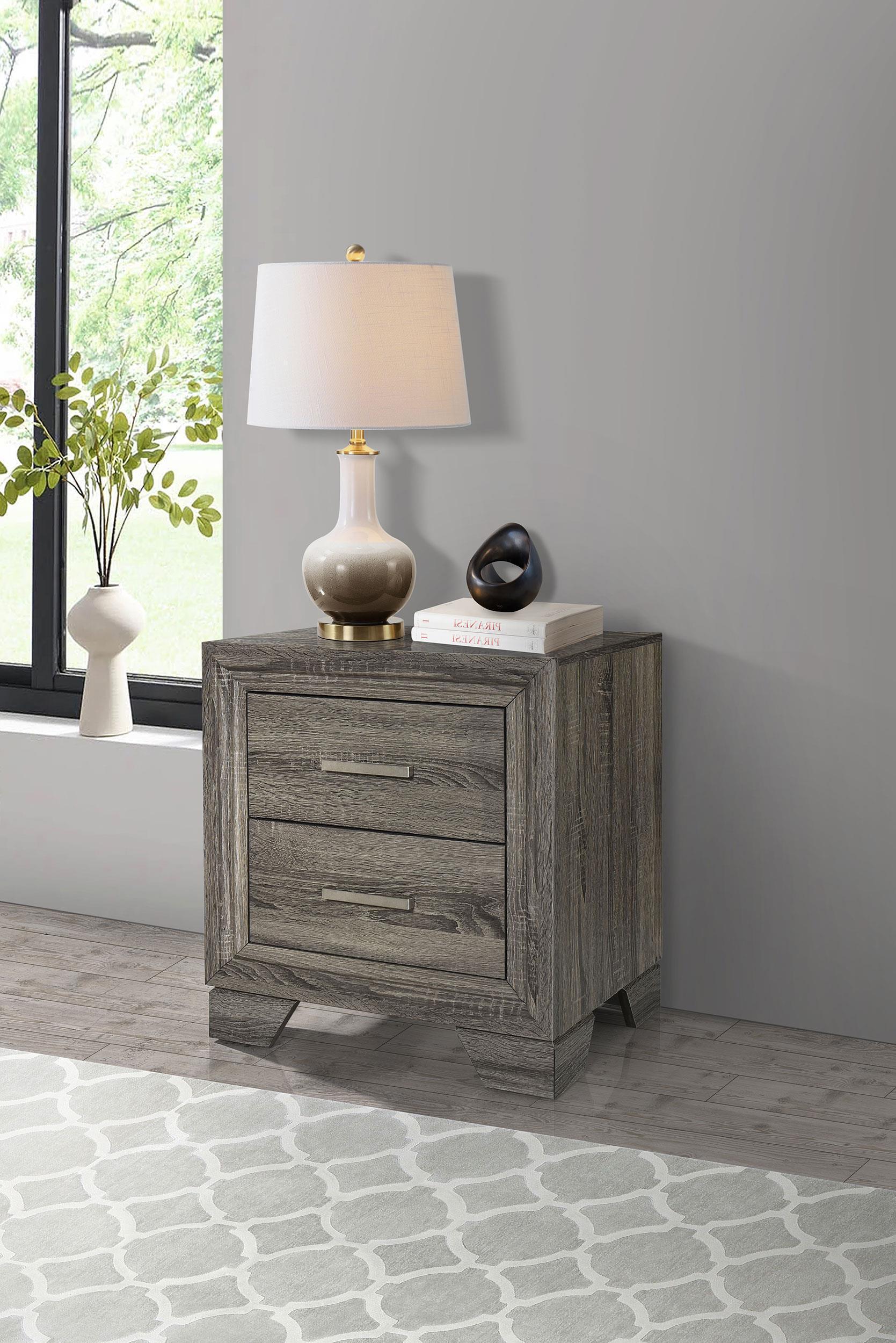 Wright 2-drawer Nightstand Bedide Table Brown Oak - Image 2