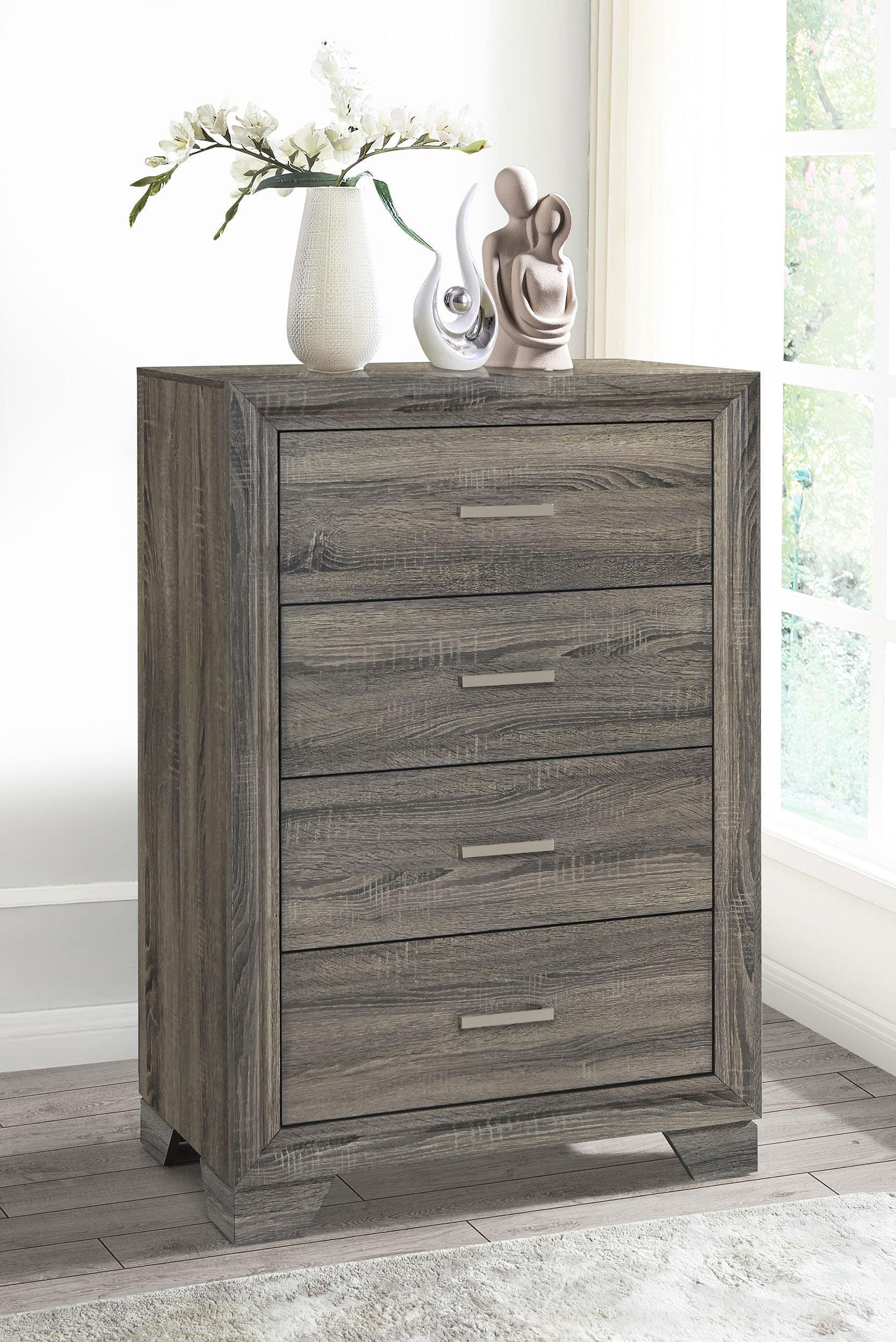 Wright 4-drawer Chest of Drawers Brown Oak - Image 2