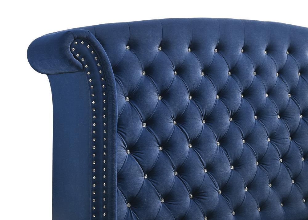 Melody King Wingback Upholstered Bed Pacific Blue - Image 3