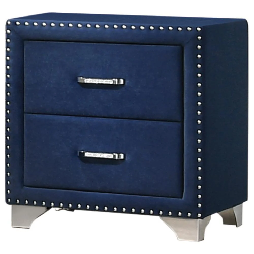 Melody 2 Drawer Upholstered Nightstand Pacific Blue - Image 1