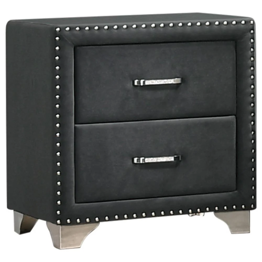 Melody 2 Drawer Upholstered Nightstand Grey - Image 1