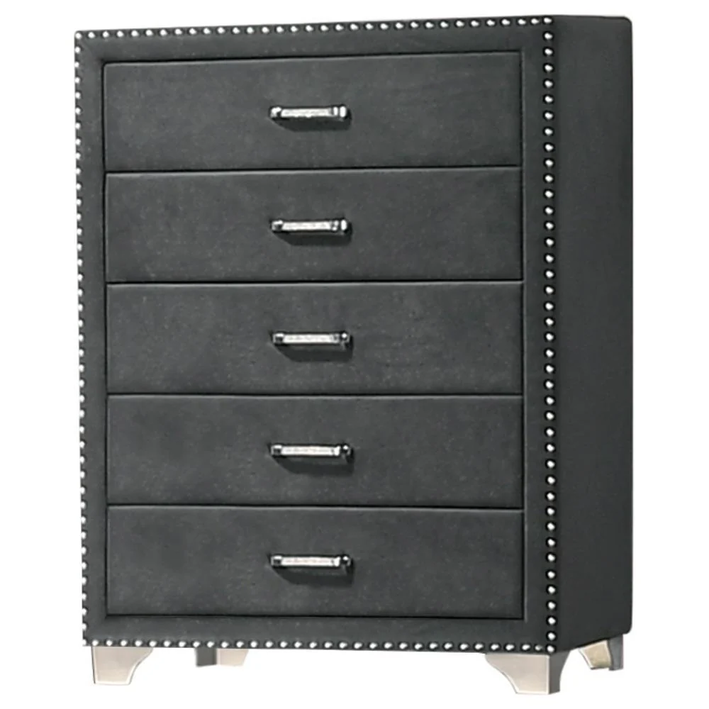 Melody 5 Drawer Upholstered Chest Grey - Image 1