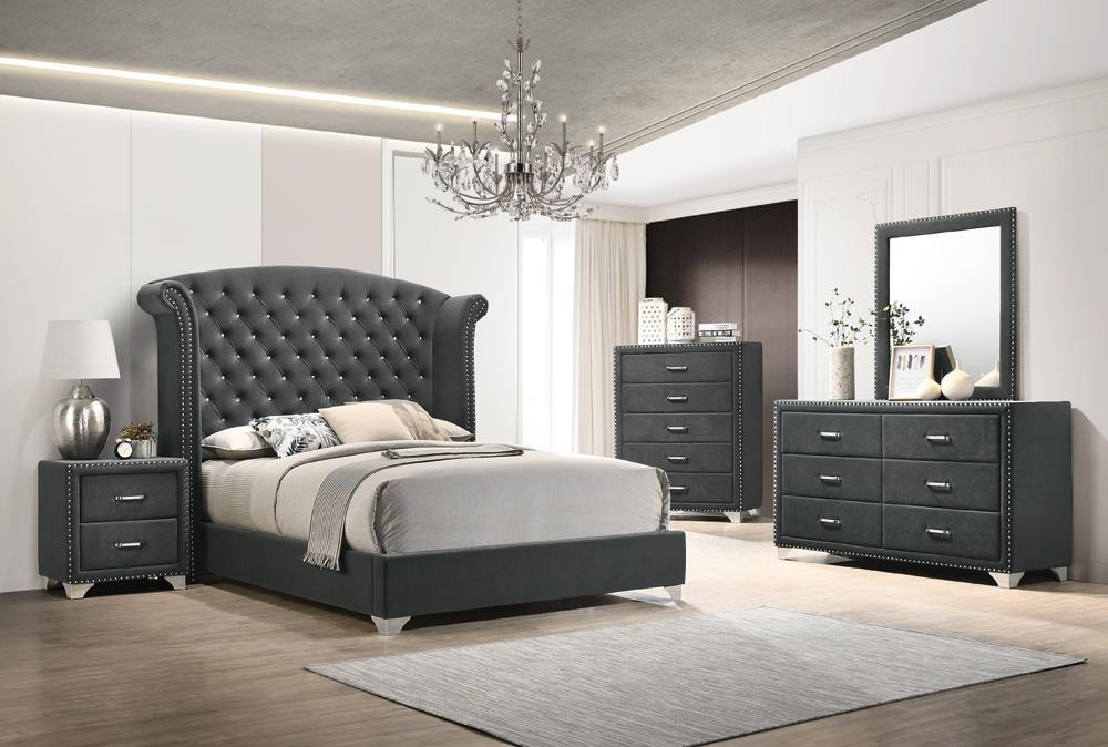 Melody 5 Drawer Upholstered Chest Grey - Image 2