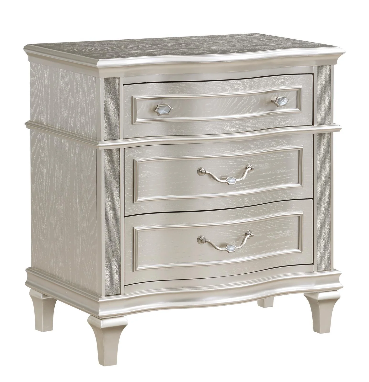 Evangeline 3 Drawer Nightstand Silver Oak - Image 2