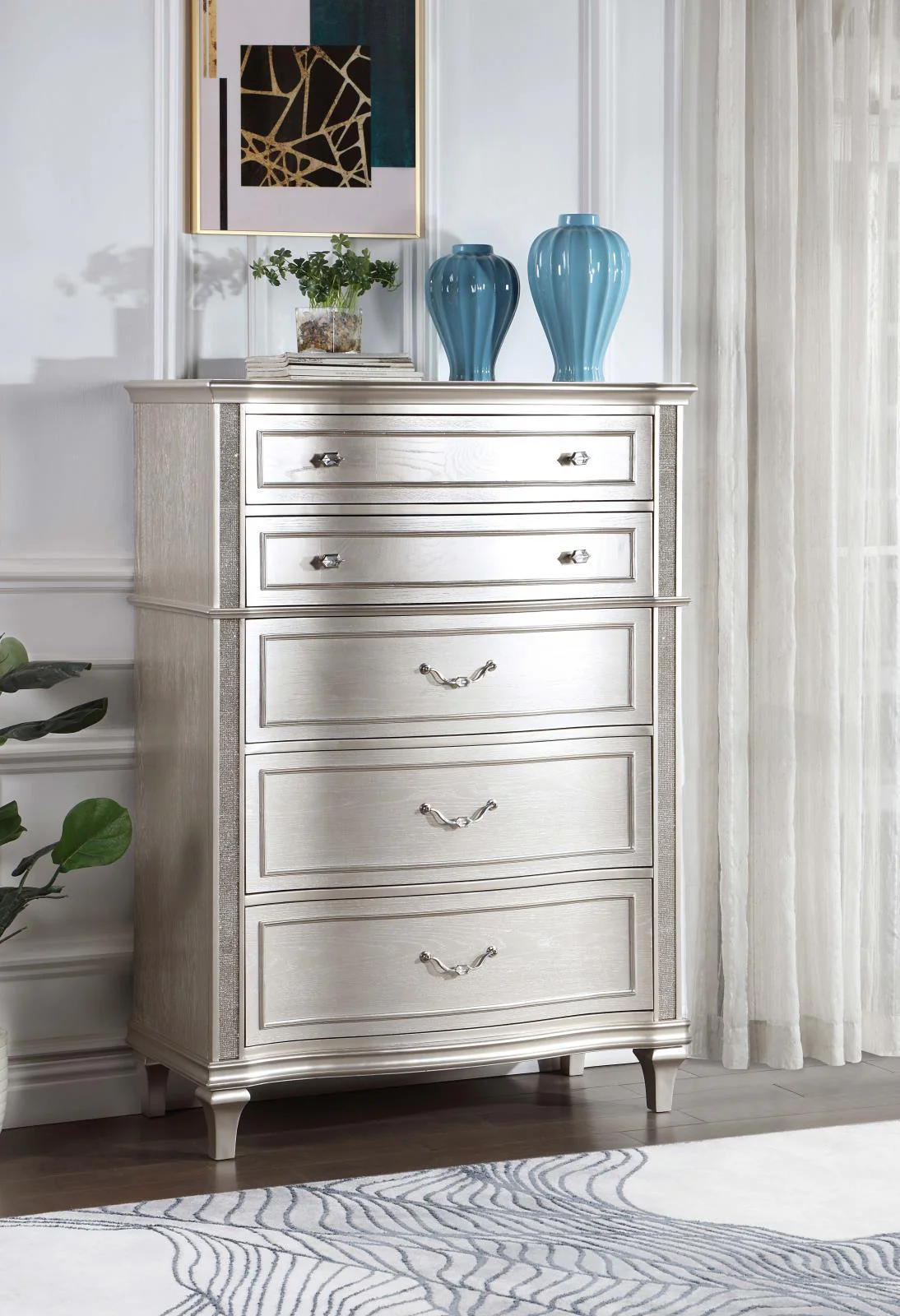 Evangeline 6 Drawer Chest Silver Oak - Image 1