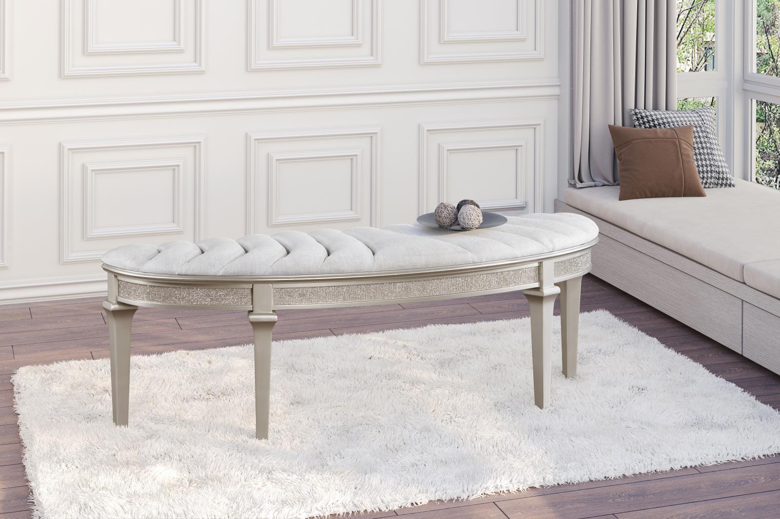 Doma Light Gray Fabric Bench