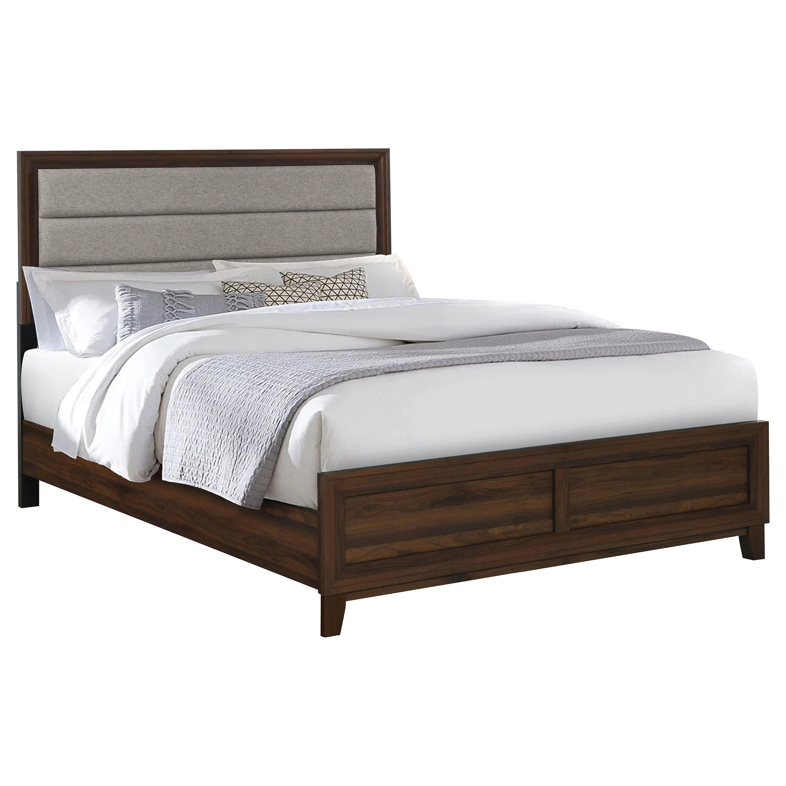 Welsley 50-inch Upholstered King Bed Walnut - Image 3
