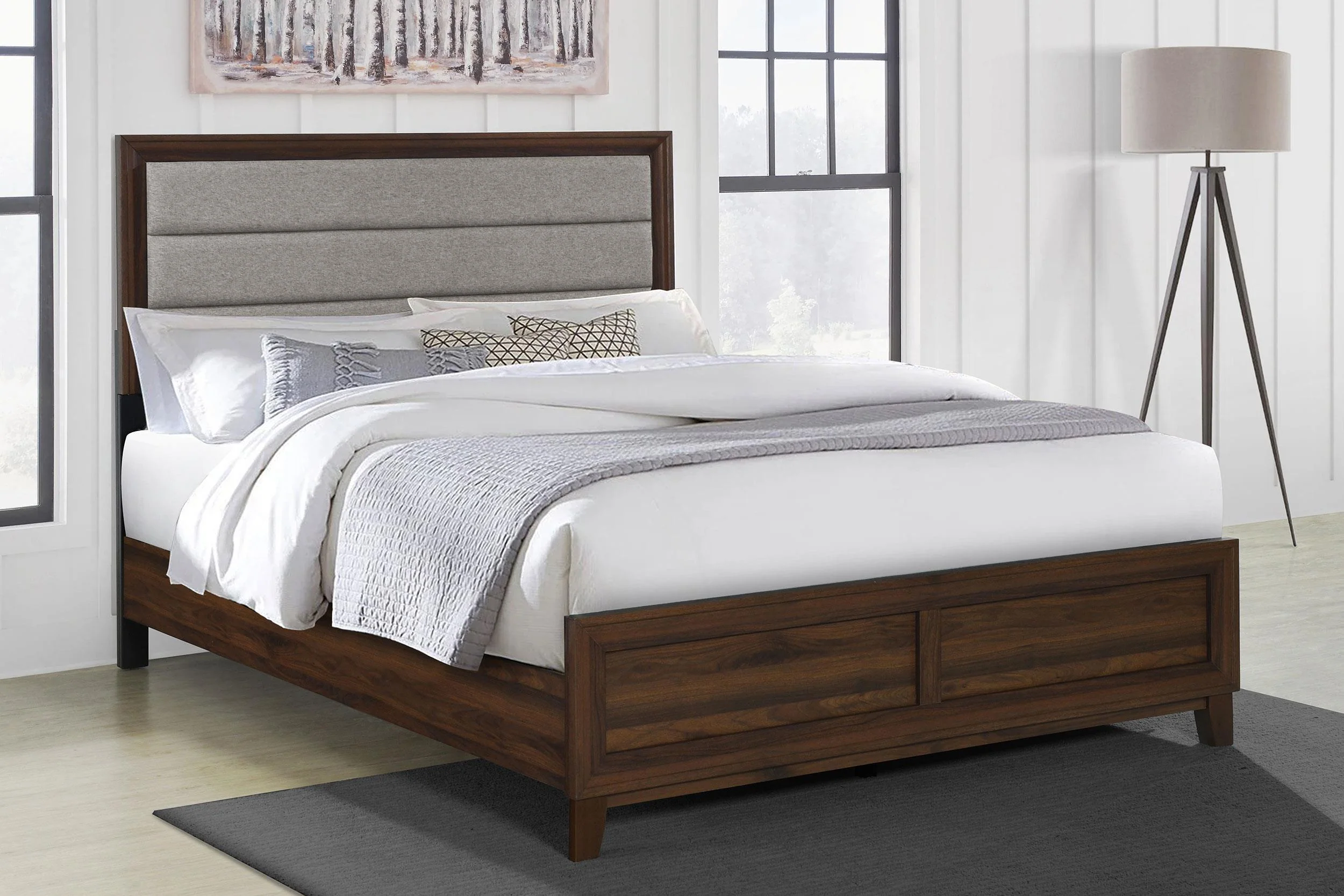 Welsley 50-inch Upholstered Queen Bed Walnut - Image 2