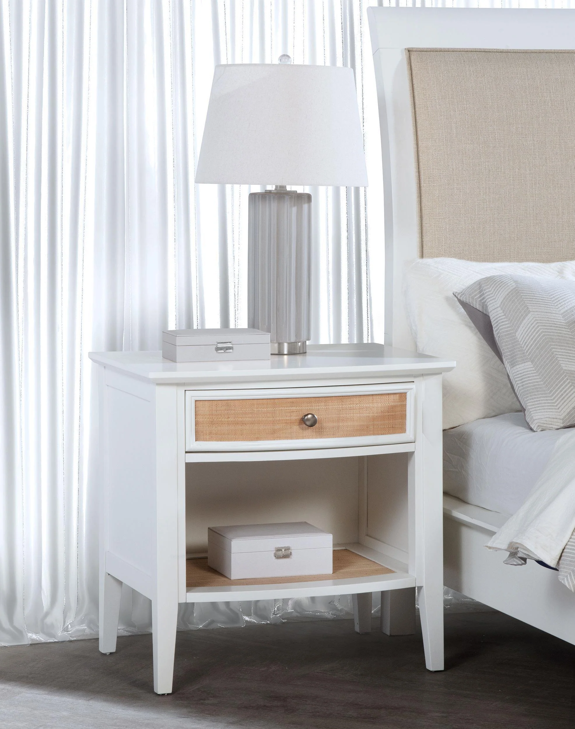 Bexhill 1-drawer Nightstand Bedide Table White - Image 2