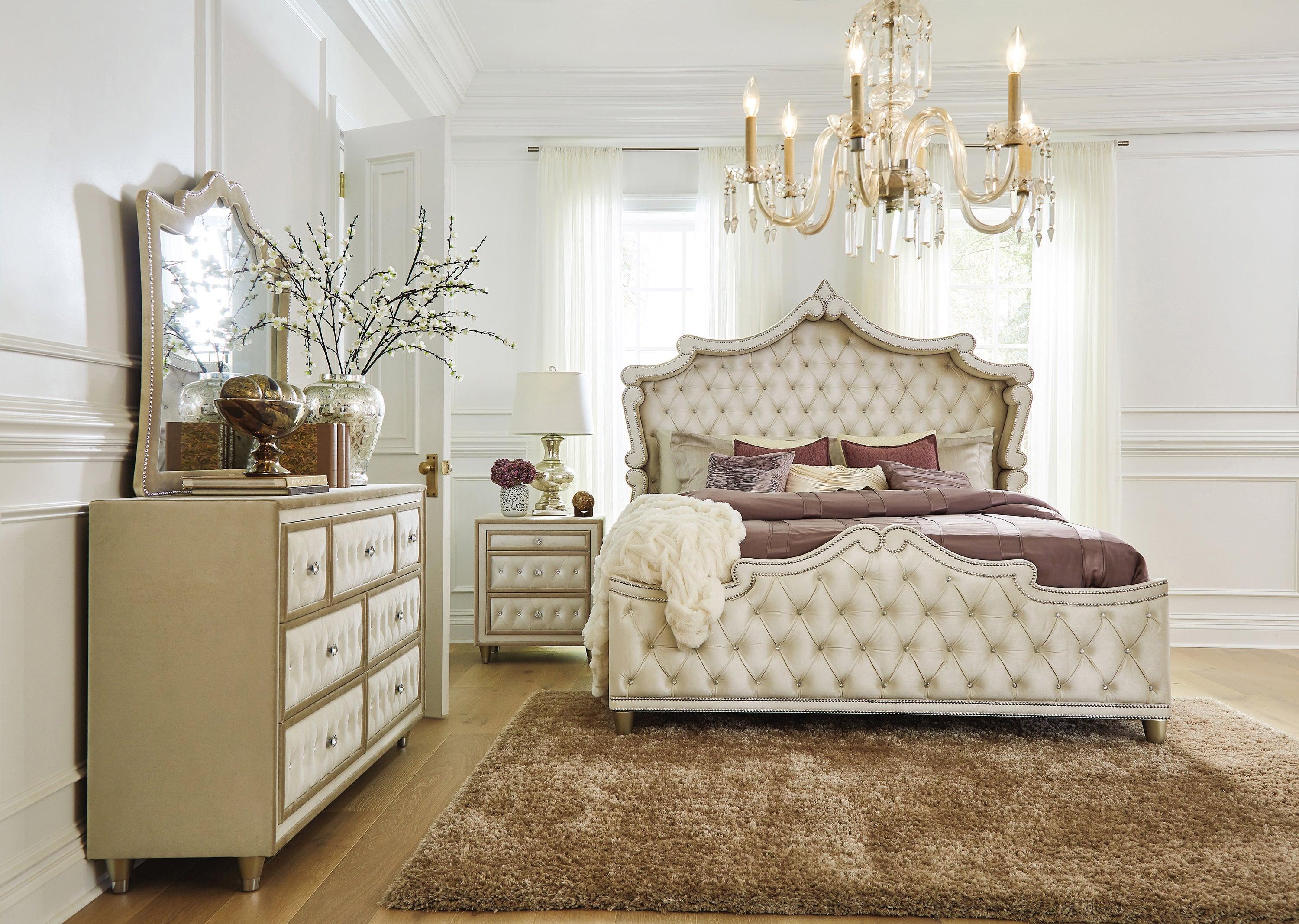 Antonella Mirror With Nailhead Trim Camel - Image 2