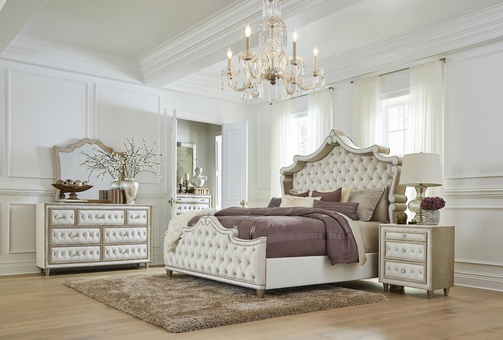 Antonella 5 Drawer Upholstered Chest Ivory Camel - Image 3