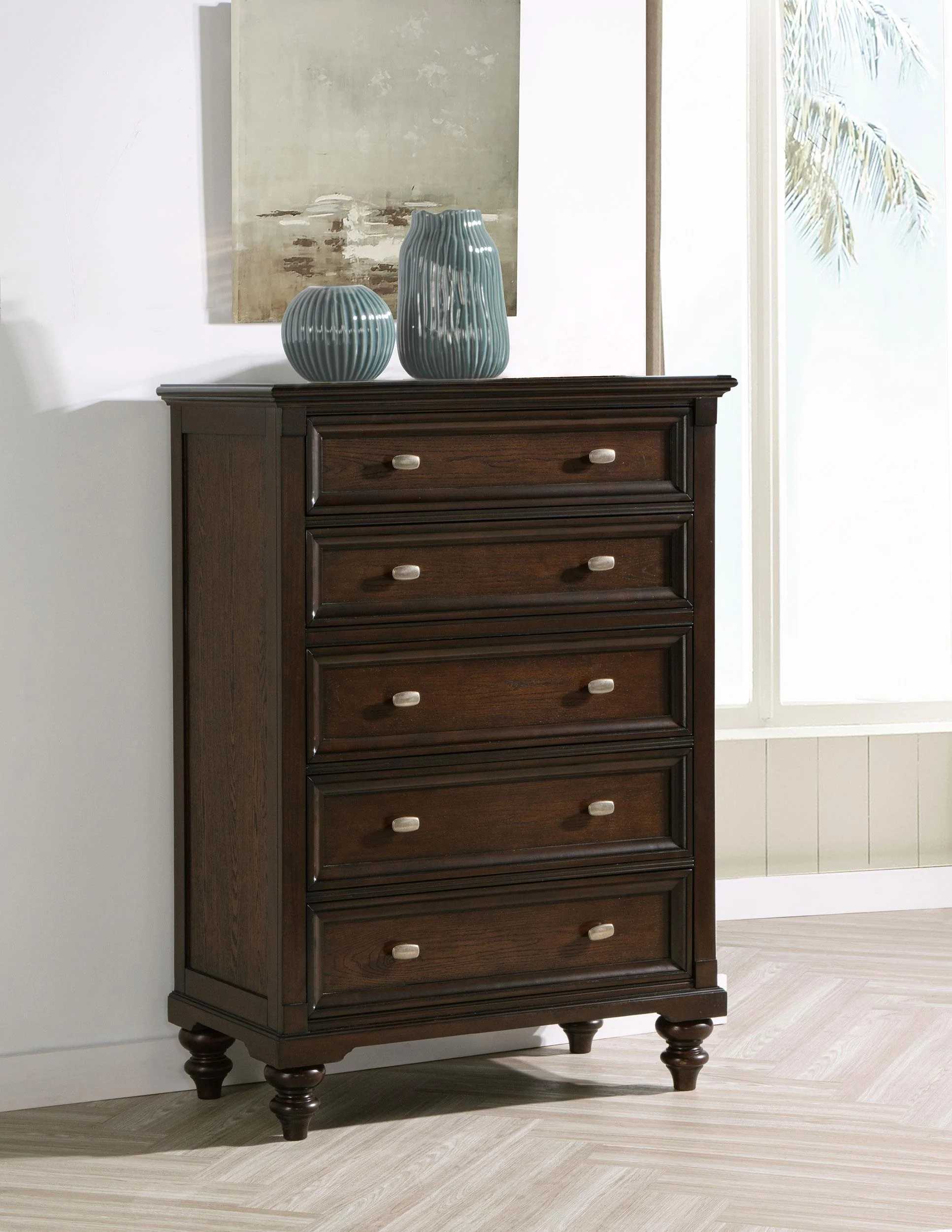 Andover 5-drawer Chest of Drawers Dark Oak - Image 2