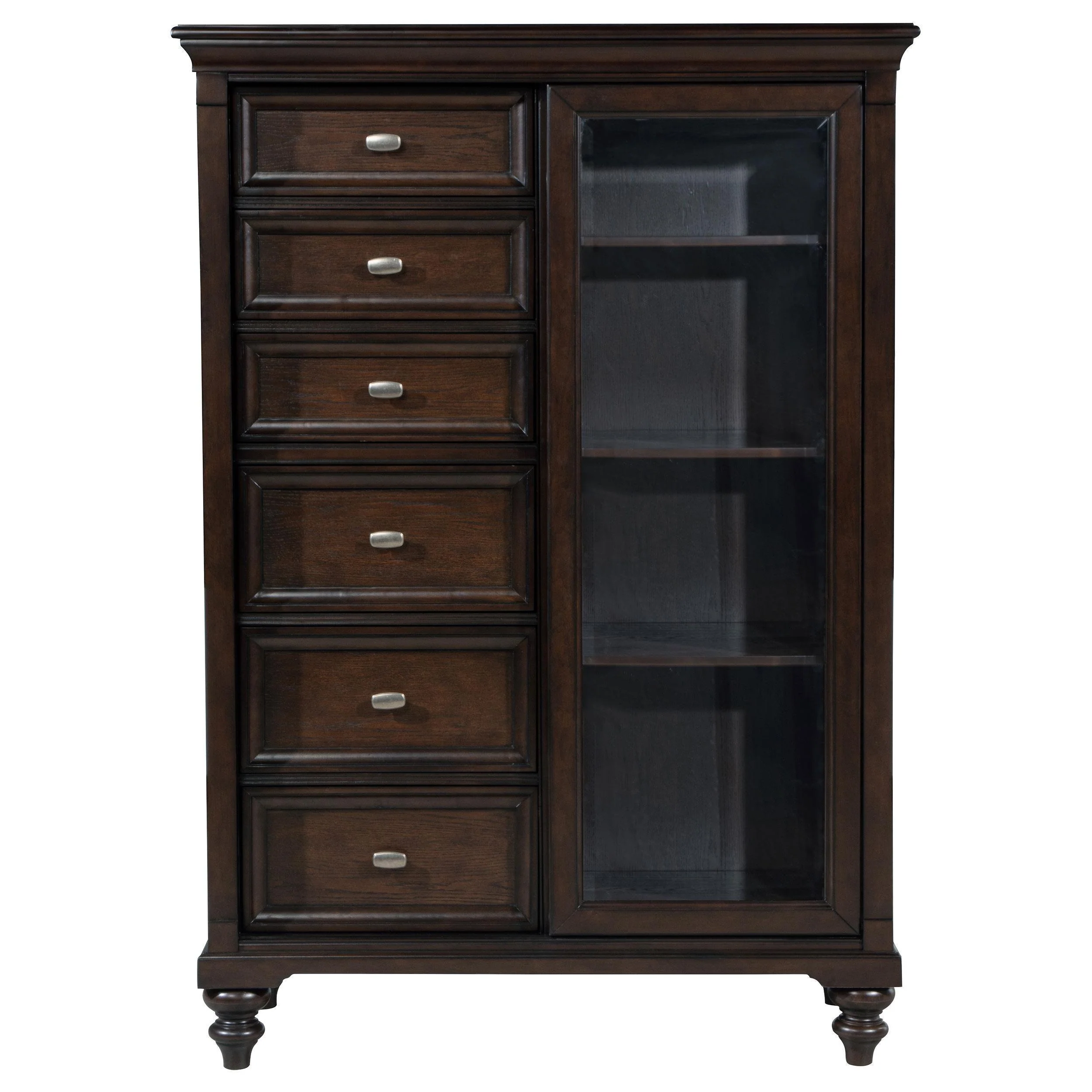 Andover 6-drawer Tempered Glass Door Chest Dark Oak - Image 3