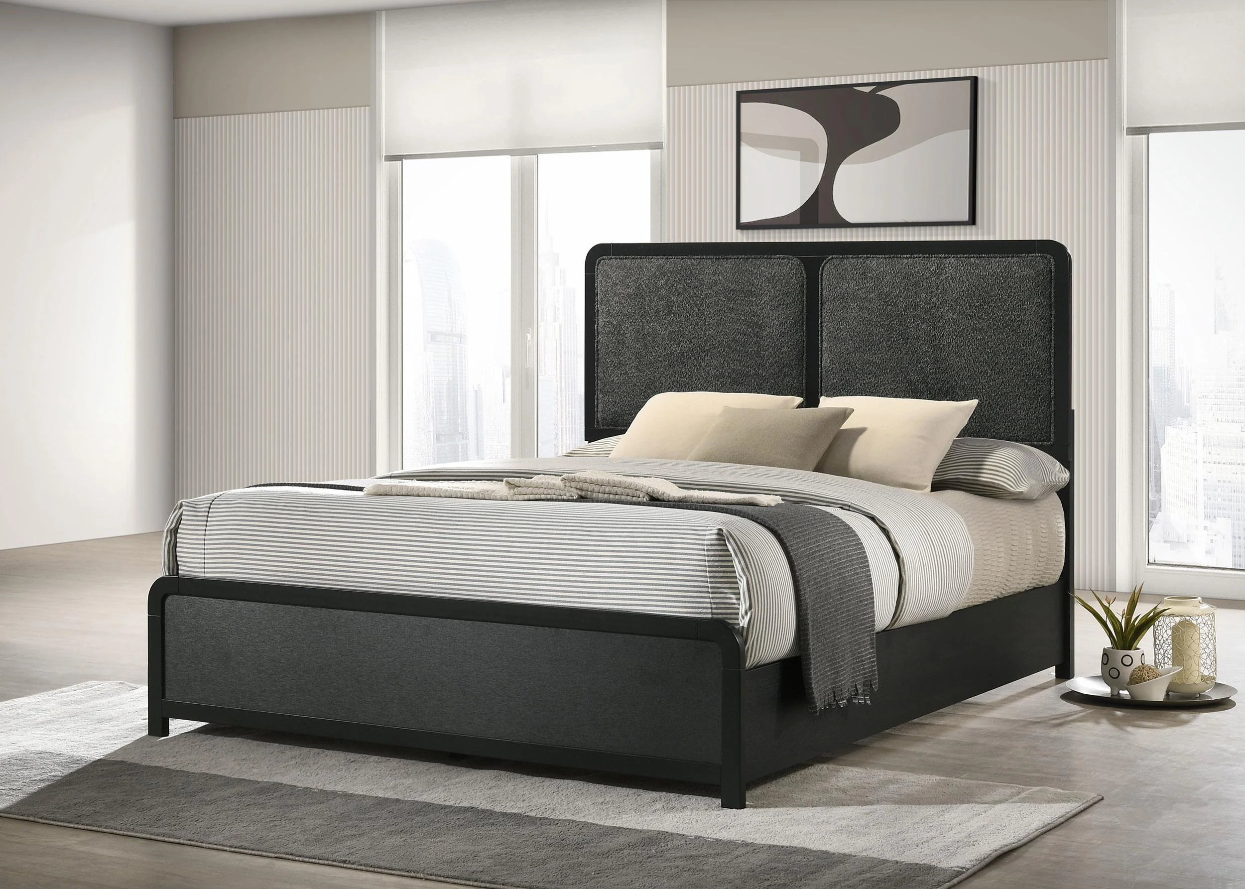 Cavelle 47-inch Upholstered King Bed Black - Image 2
