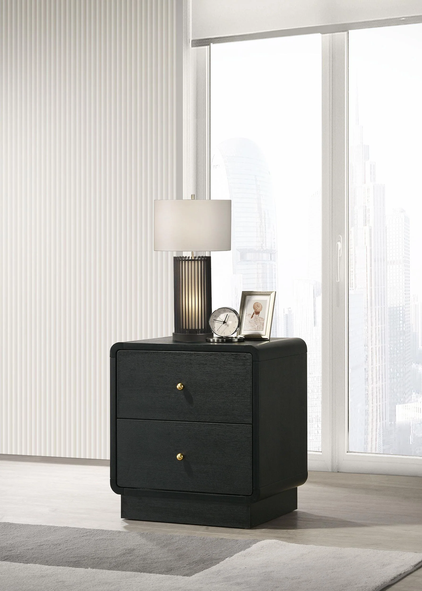 Cavelle 2-drawer Nightstand Bedide Table Black - Image 2