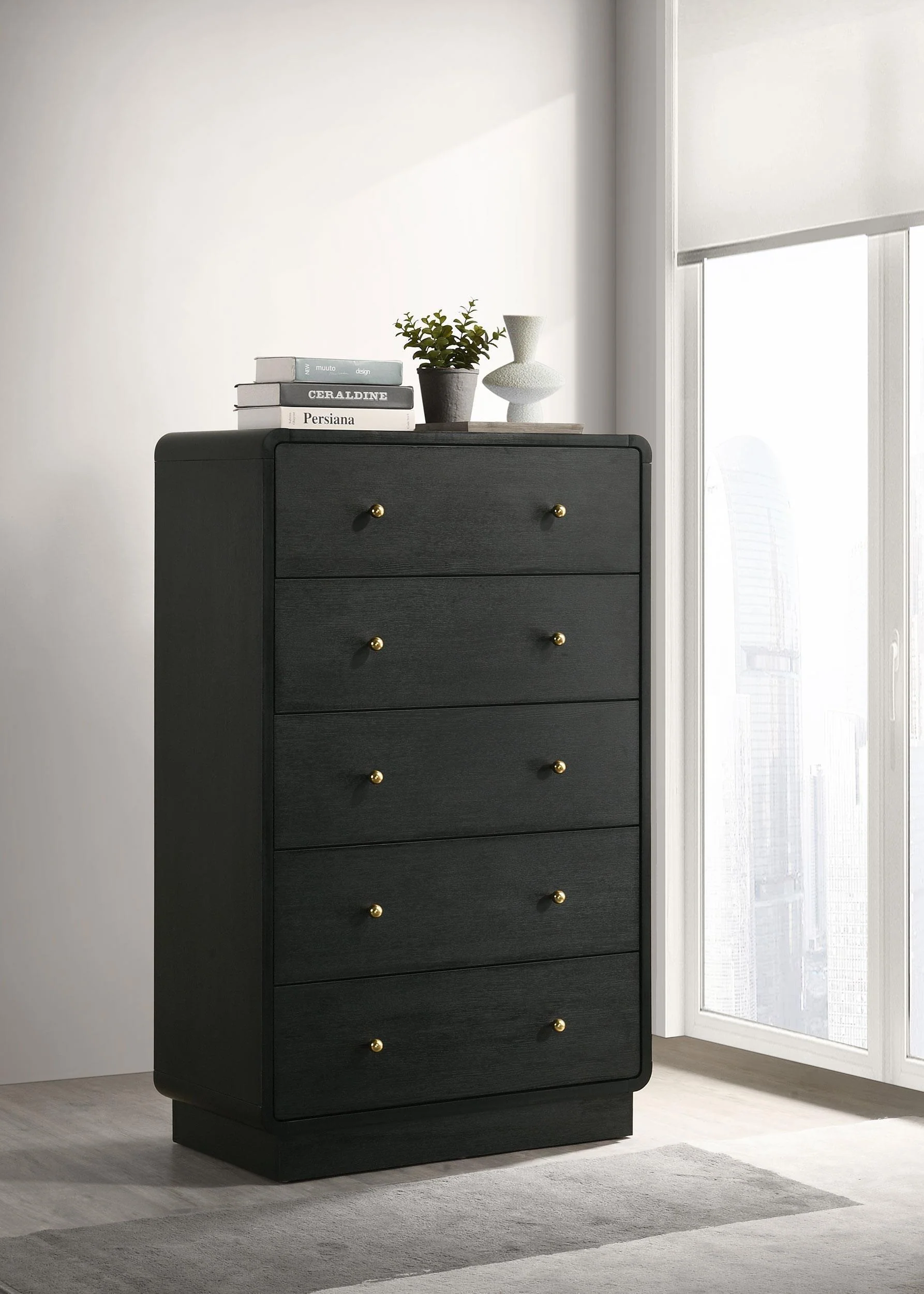 Cavelle 5-drawer Chest of Drawers Black - Image 2