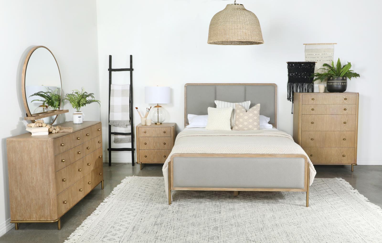 Arini Upholstered King Panel Bed Sand Wash Grey - Image 1