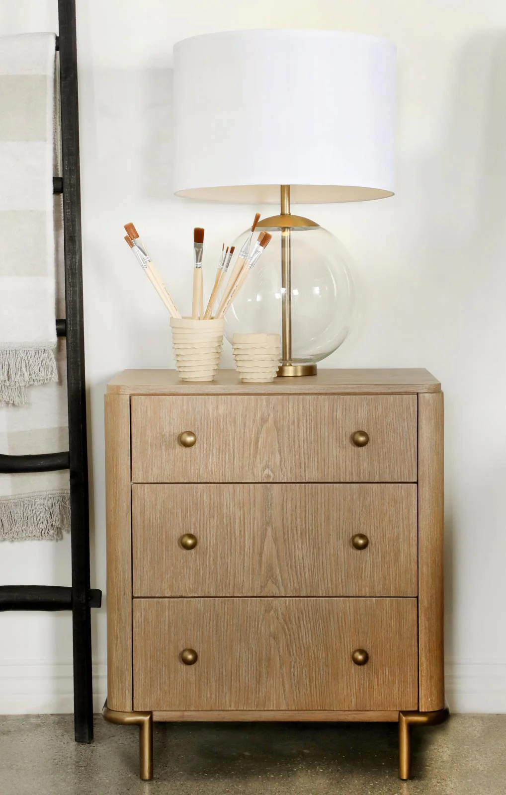 Arini 3 Drawer Nightstand With Dual Usb Ports Sand Wash - Image 1