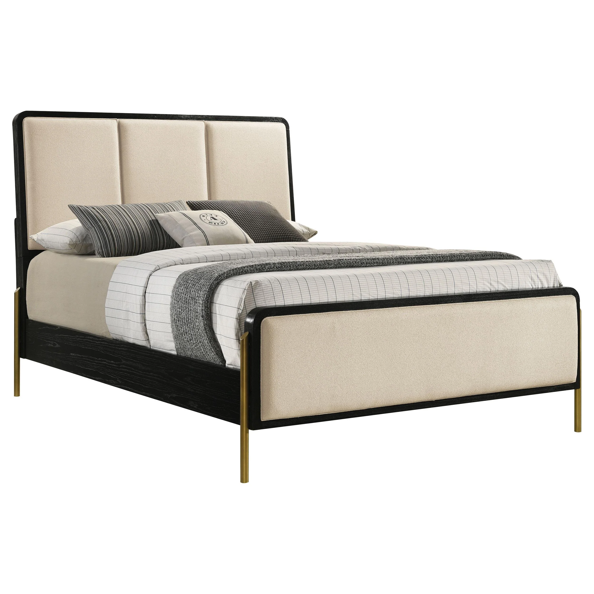 Arini 56-inch Queen Panel Bed Cream and Black - Image 3