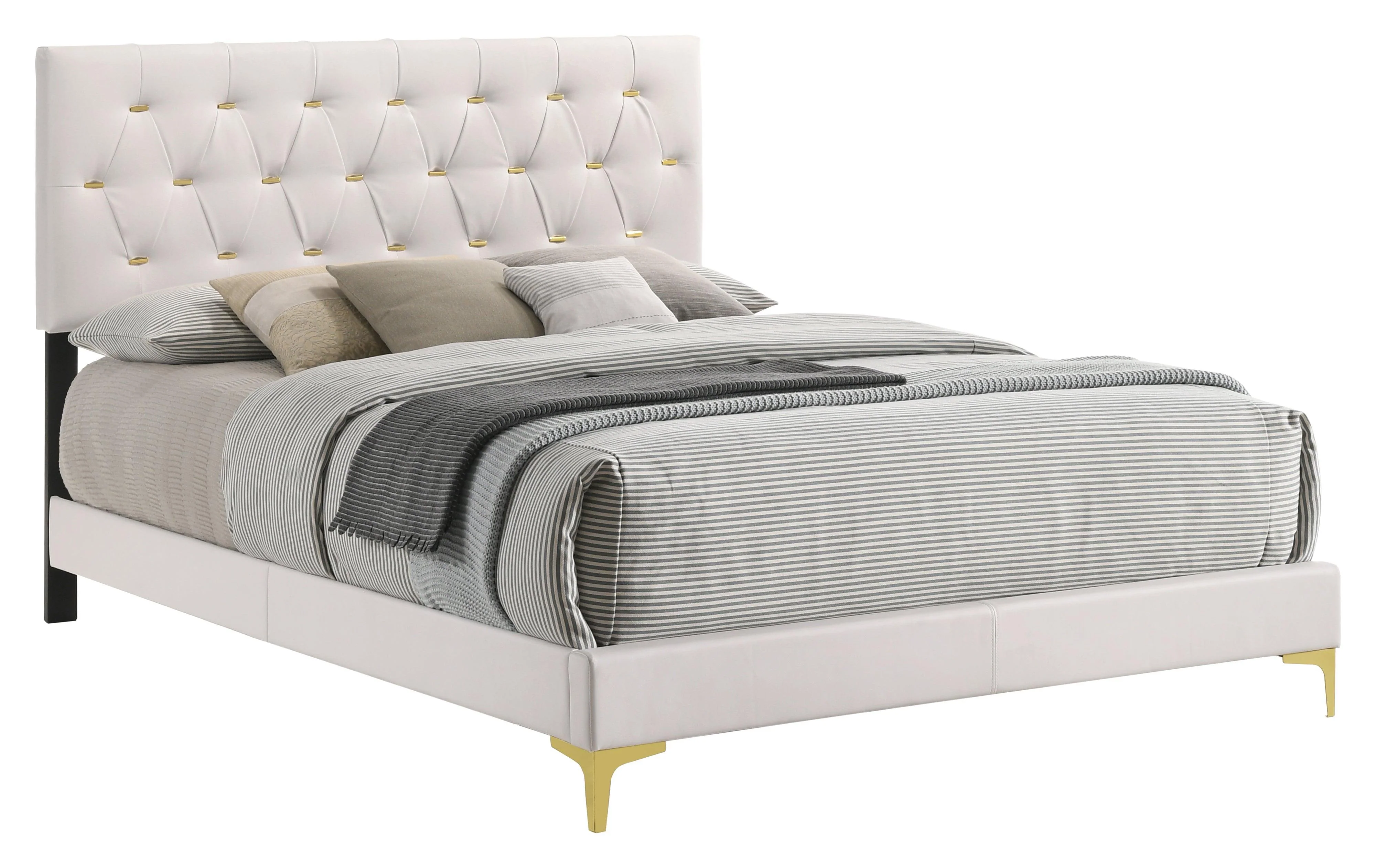 Kendall Tufted Upholstered Panel King Bed White - Image 3