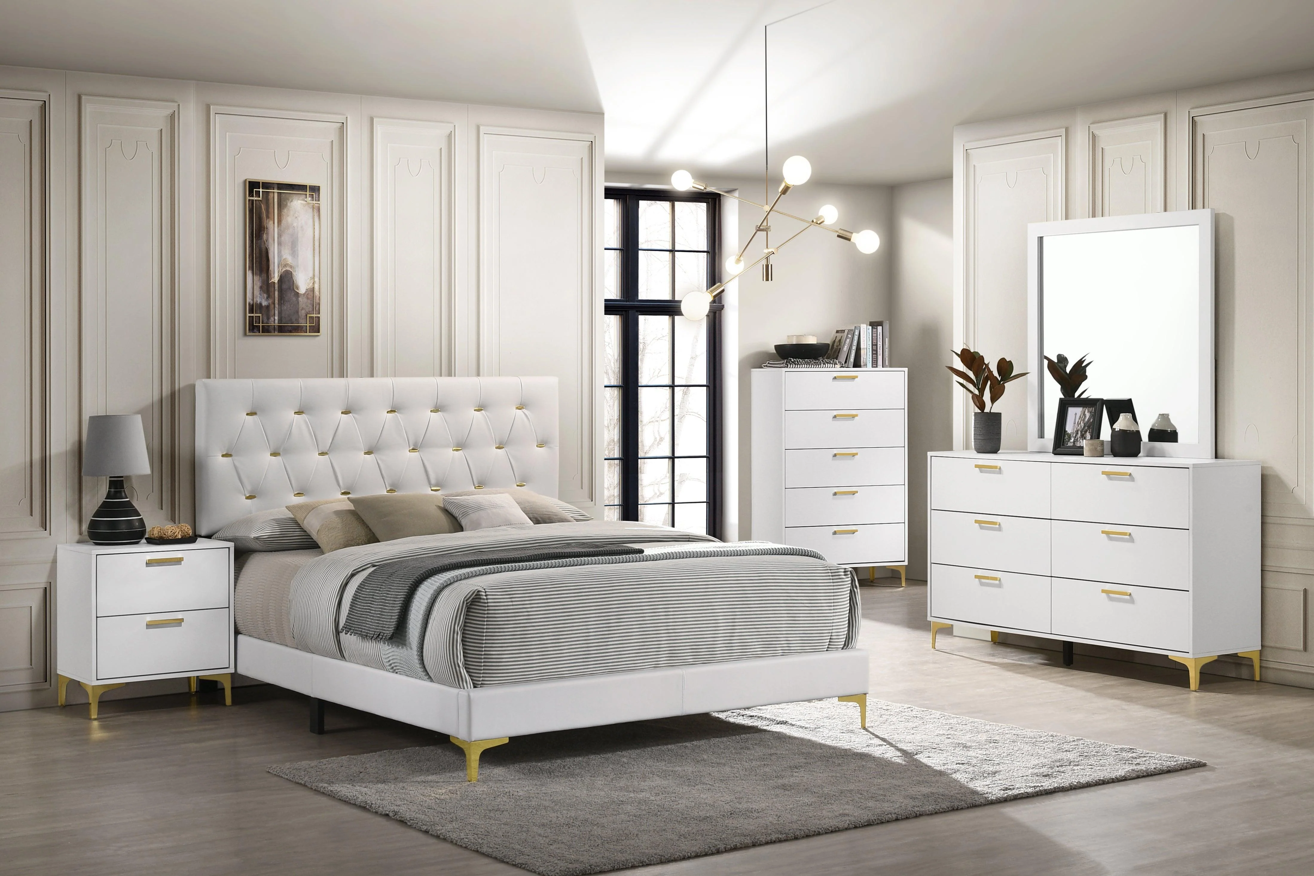 Kendall Tufted Upholstered Panel King Bed White - Image 2