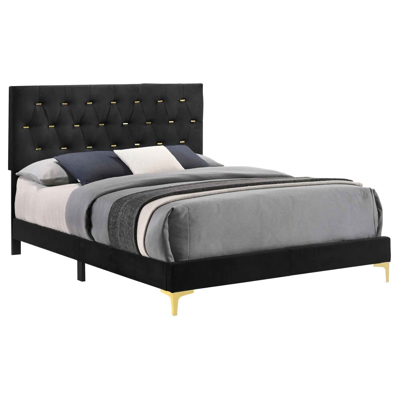 Kendall Tufted Panel King Bed Black Gold - Image 2