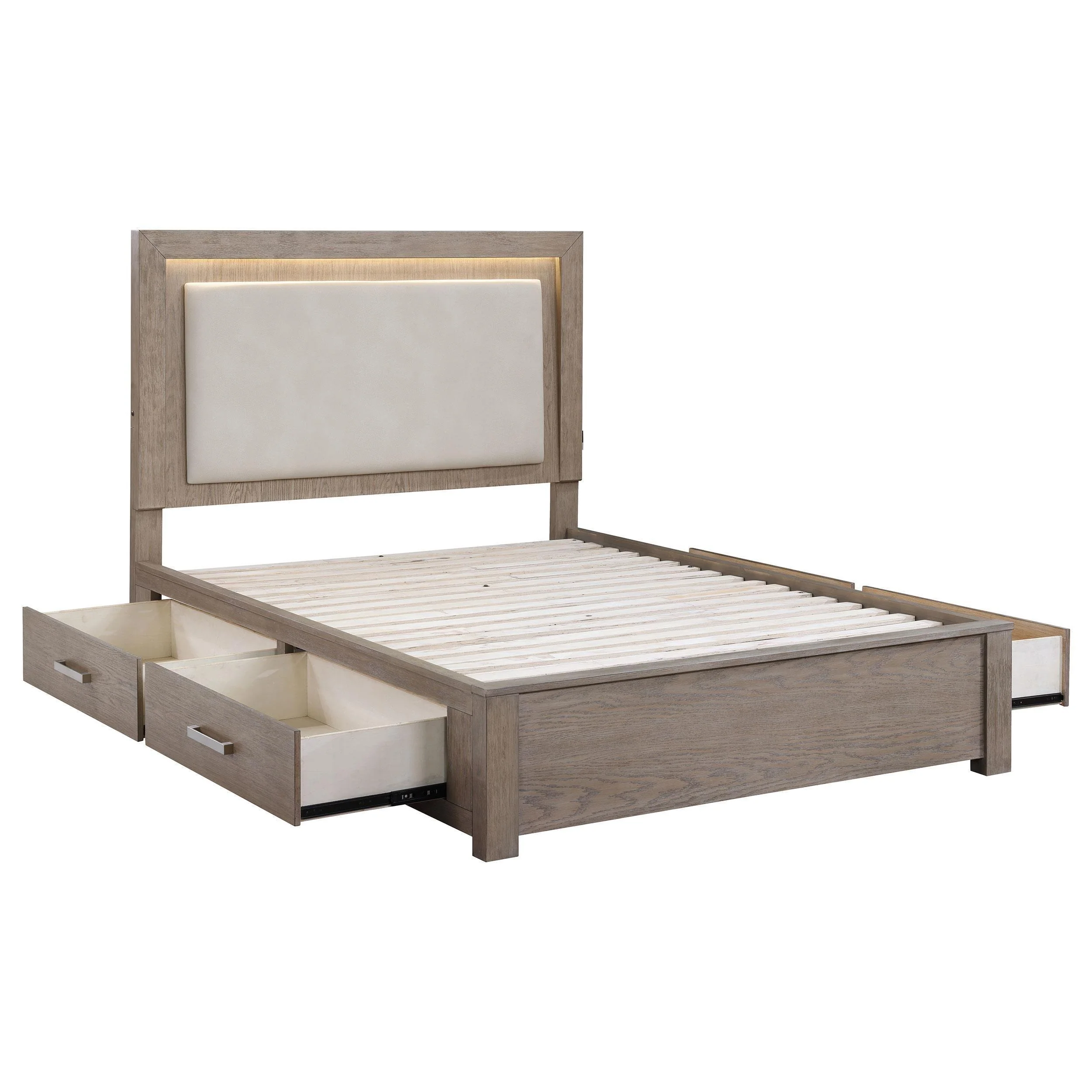 Kenora 56-inch King LED Storage Bed Barley Brown - Image 3