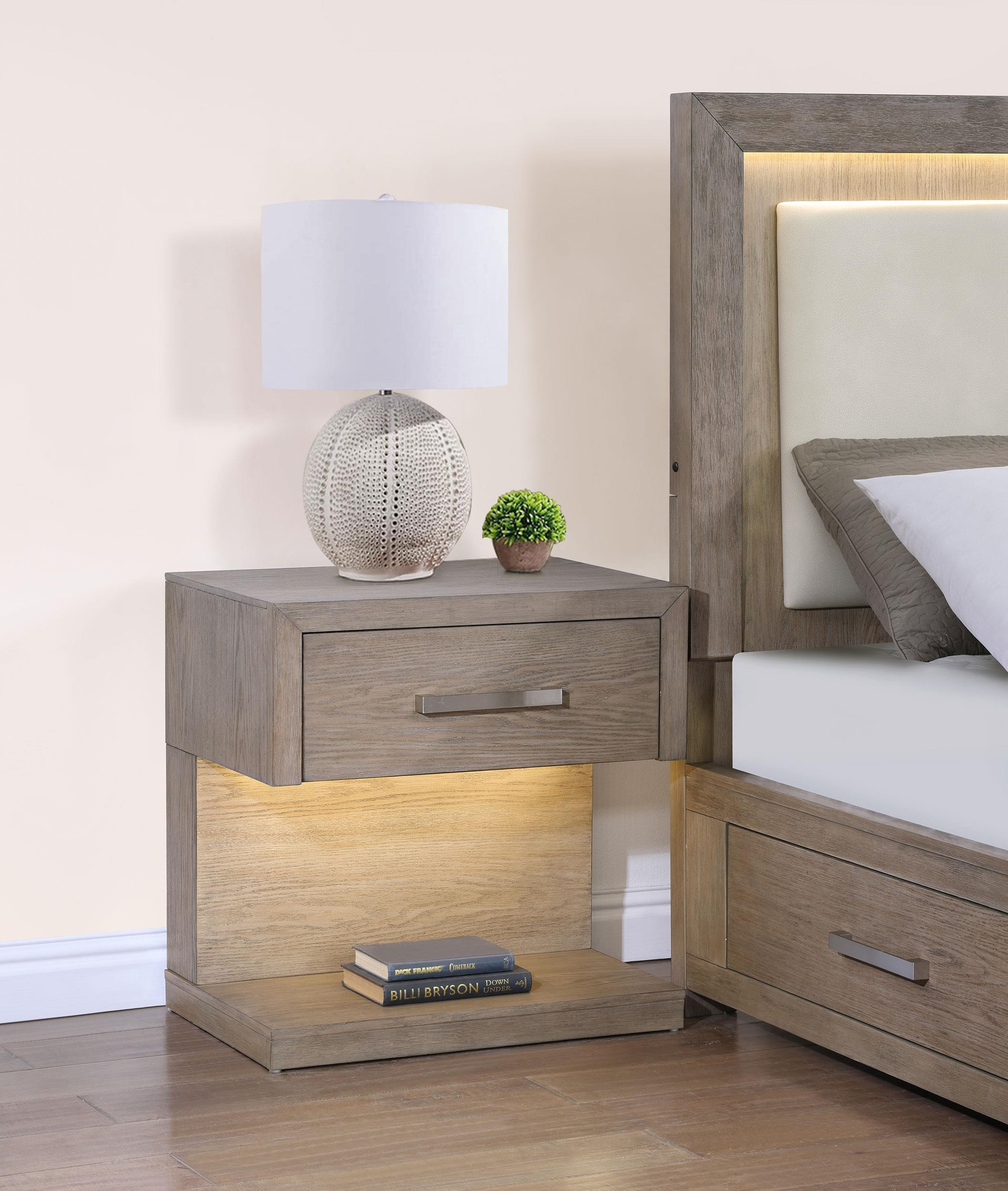 Kenora 1-drawer Nightstand Bedide Table Barley Brown - Image 2