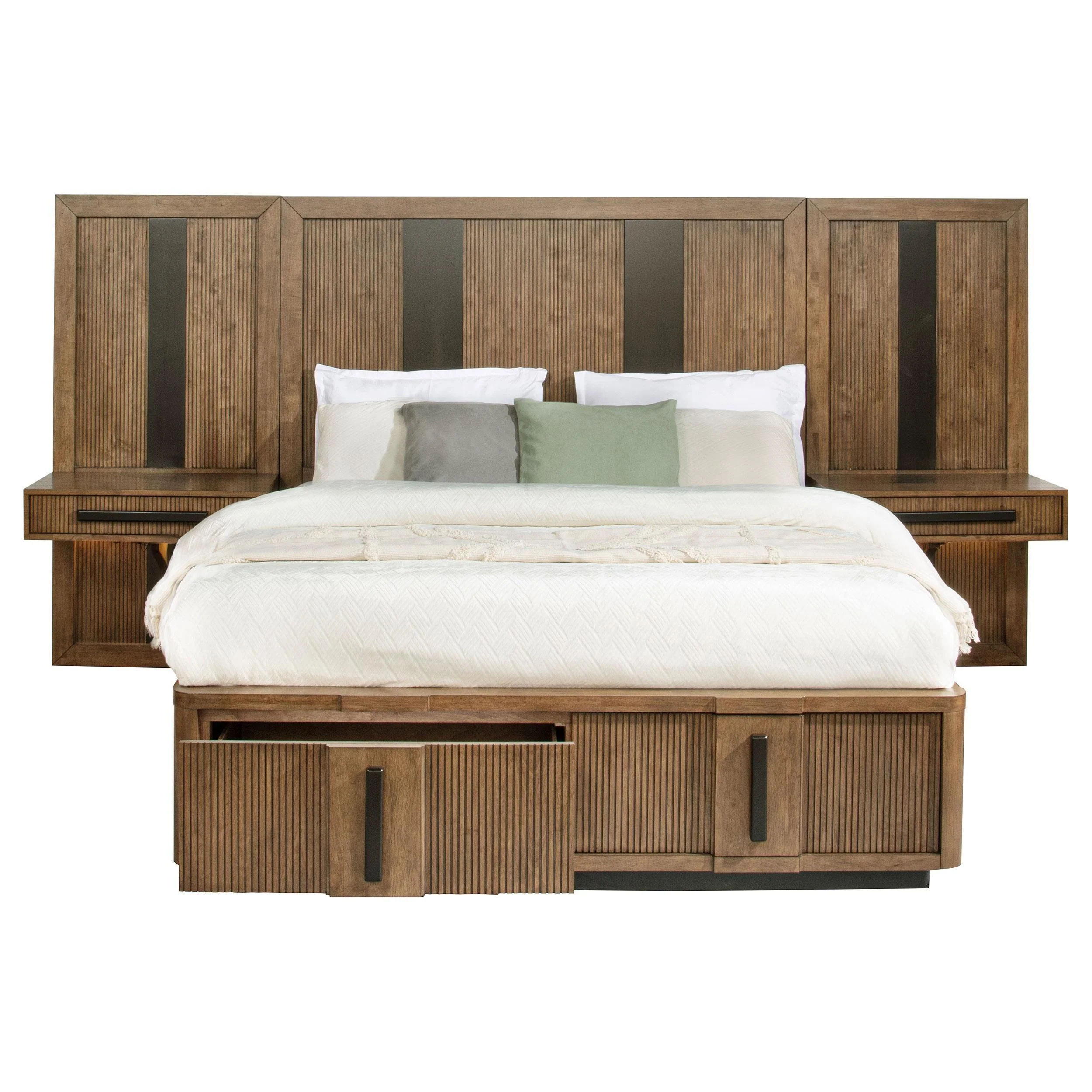 Terrace King Wall Panel Storage Bed Ash Brown - Image 3