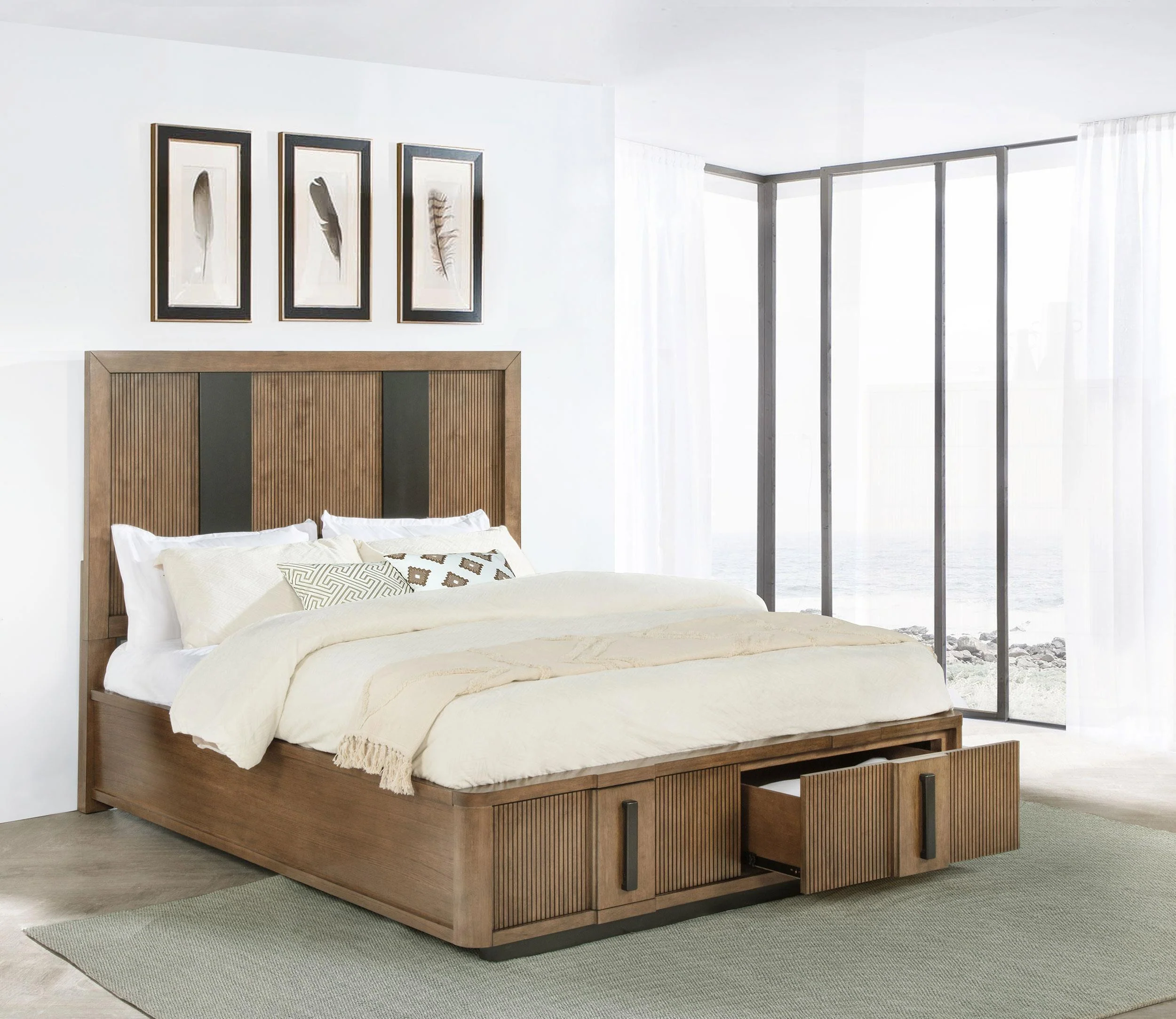 Terrace 2-drawer King Storage Bed Ash Brown - Image 2