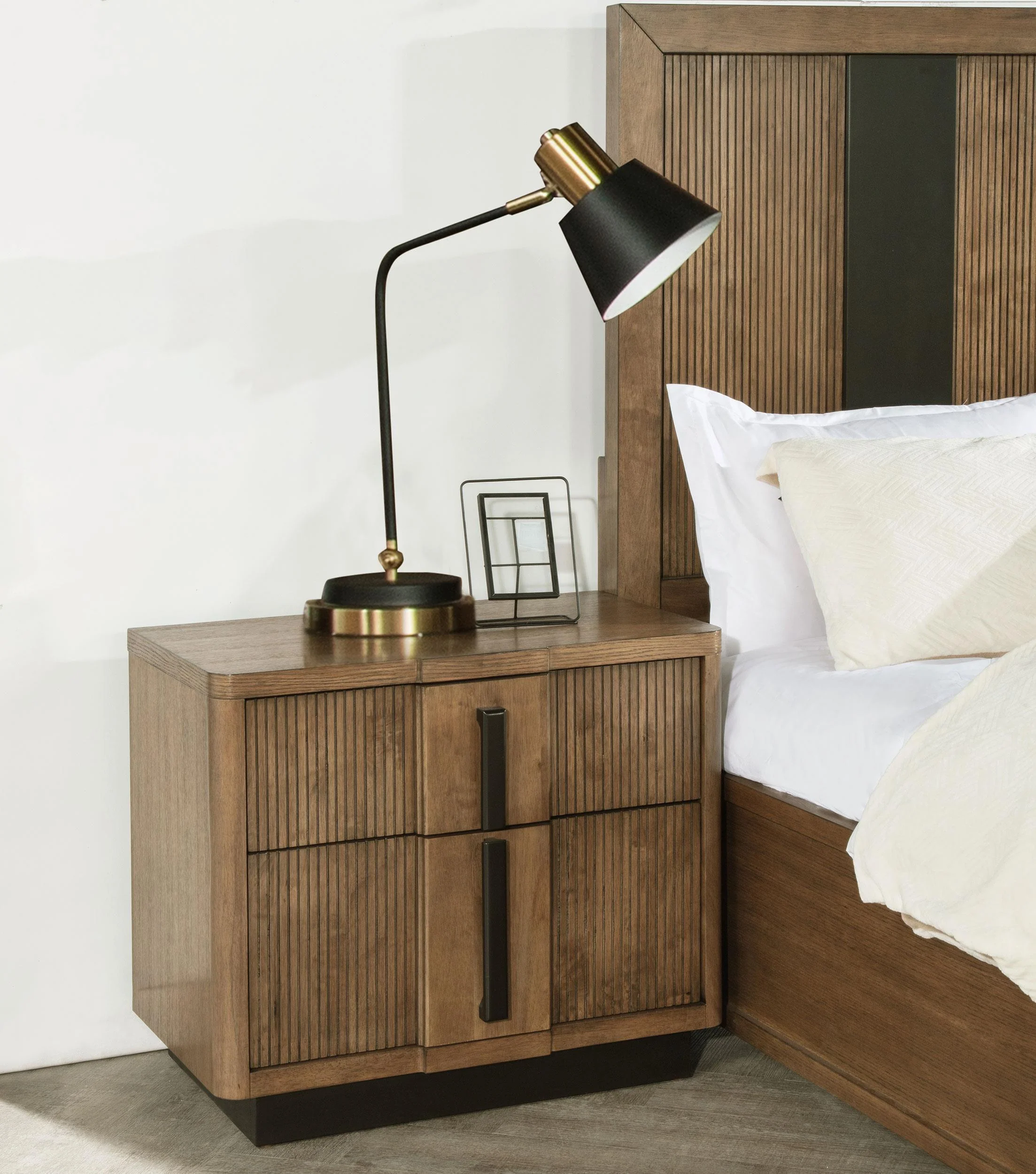 Terrace 2-drawer Nightstand Bedide Table Ash Brown - Image 2