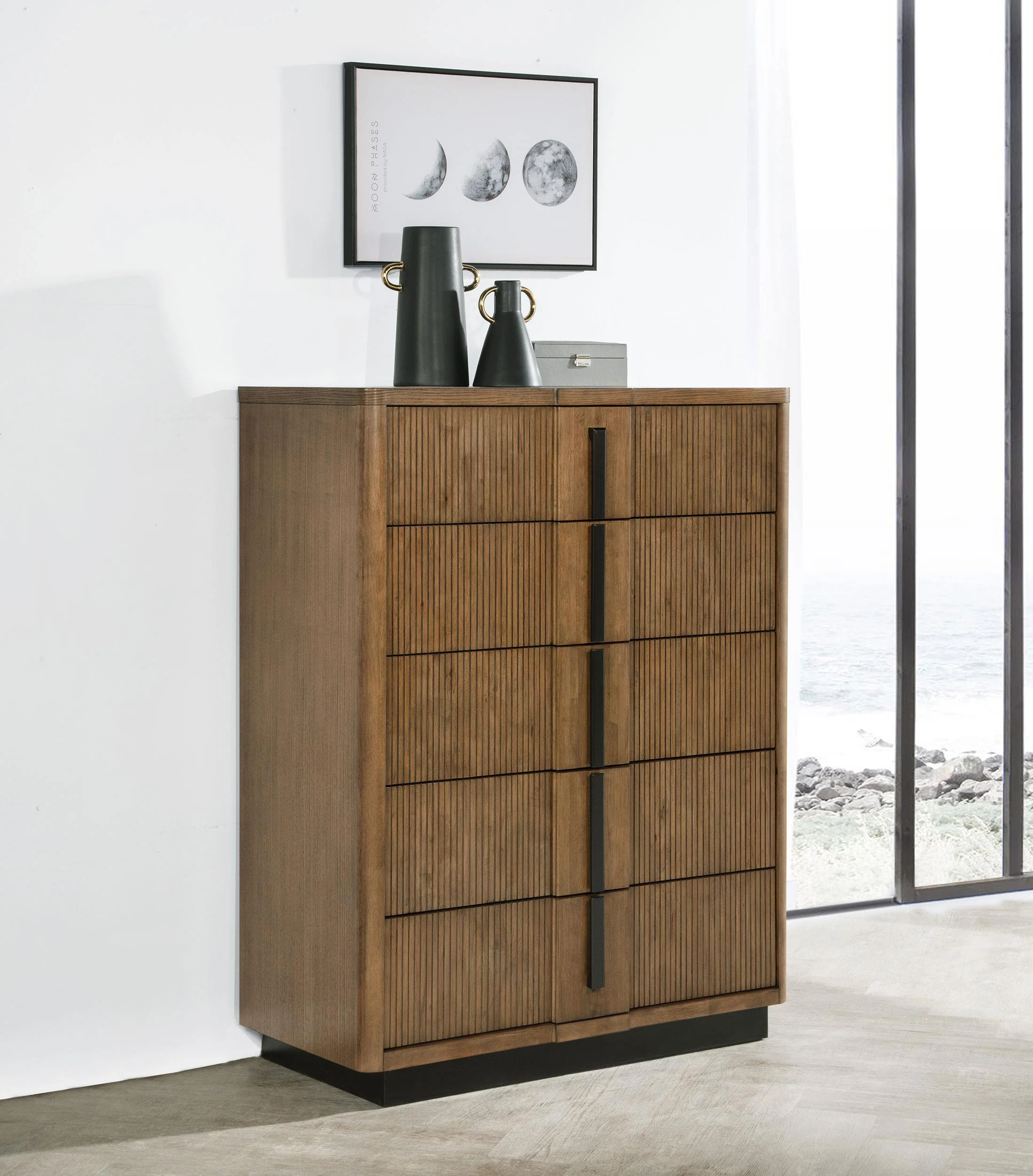 Terrace 5-drawer Chest of Drawers Ash Brown - Image 2