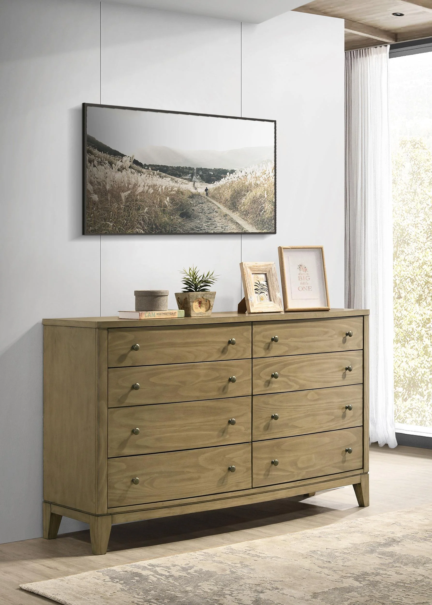 Granada 8 Drawer Dresser Cabinet Natural Pine - Image 2