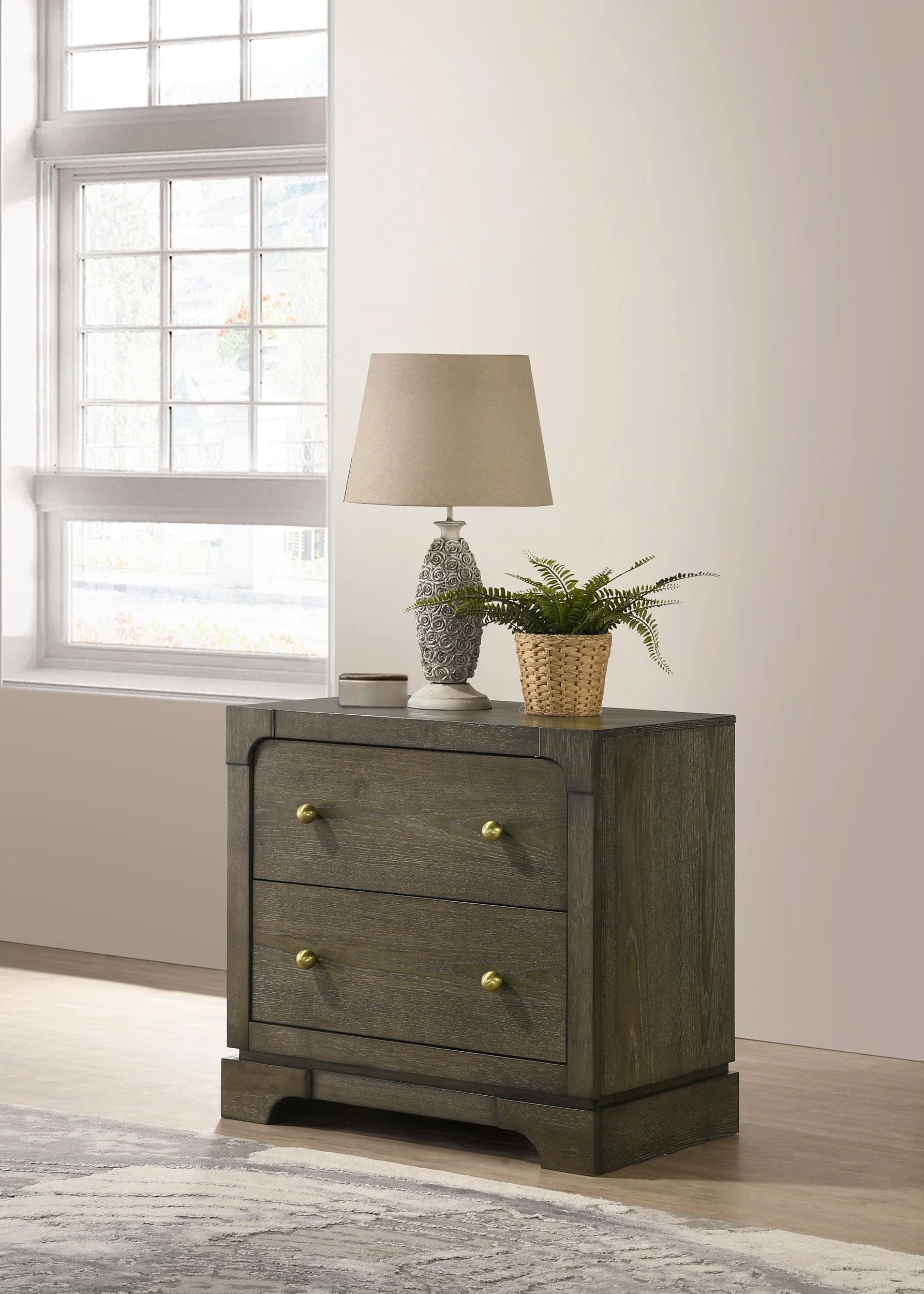 Gran Park 2 Drawer Nightstand Bedide Table Dark Cocoa - Image 2