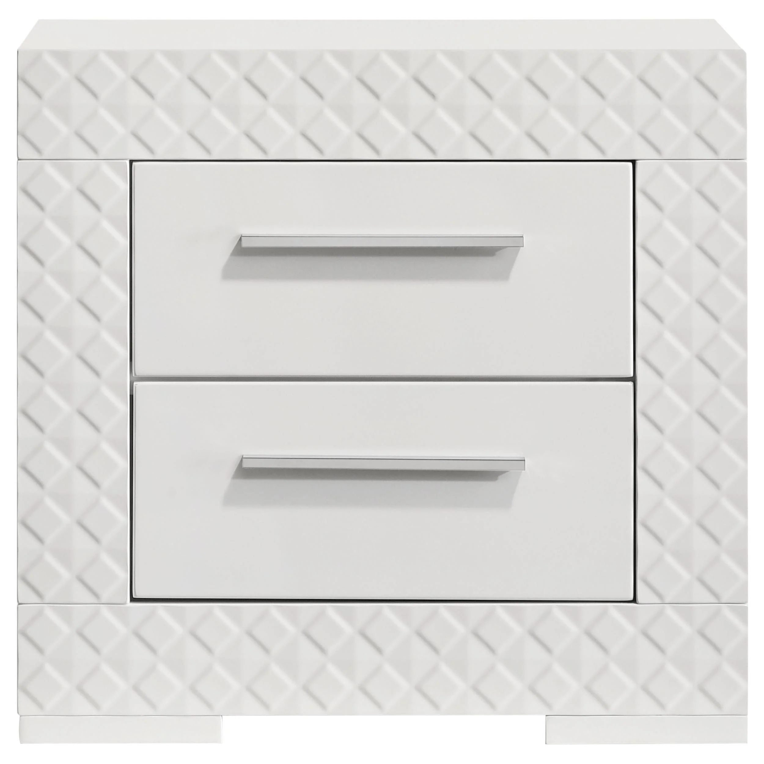 Ives 2 Drawer Nightstand Bedide Table White High Gloss - Image 3