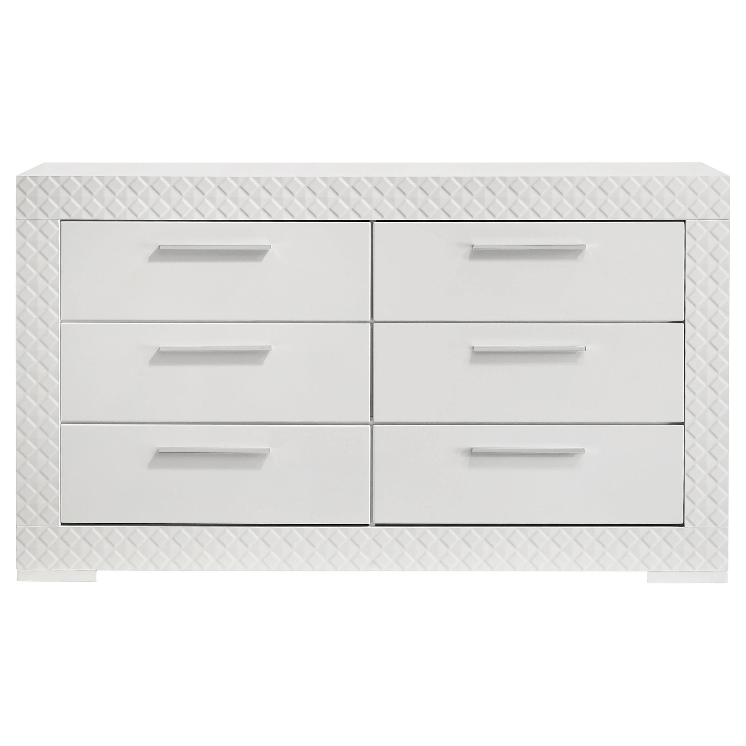 Ives 6 Drawer Dresser Cabinet White High Gloss - Image 3